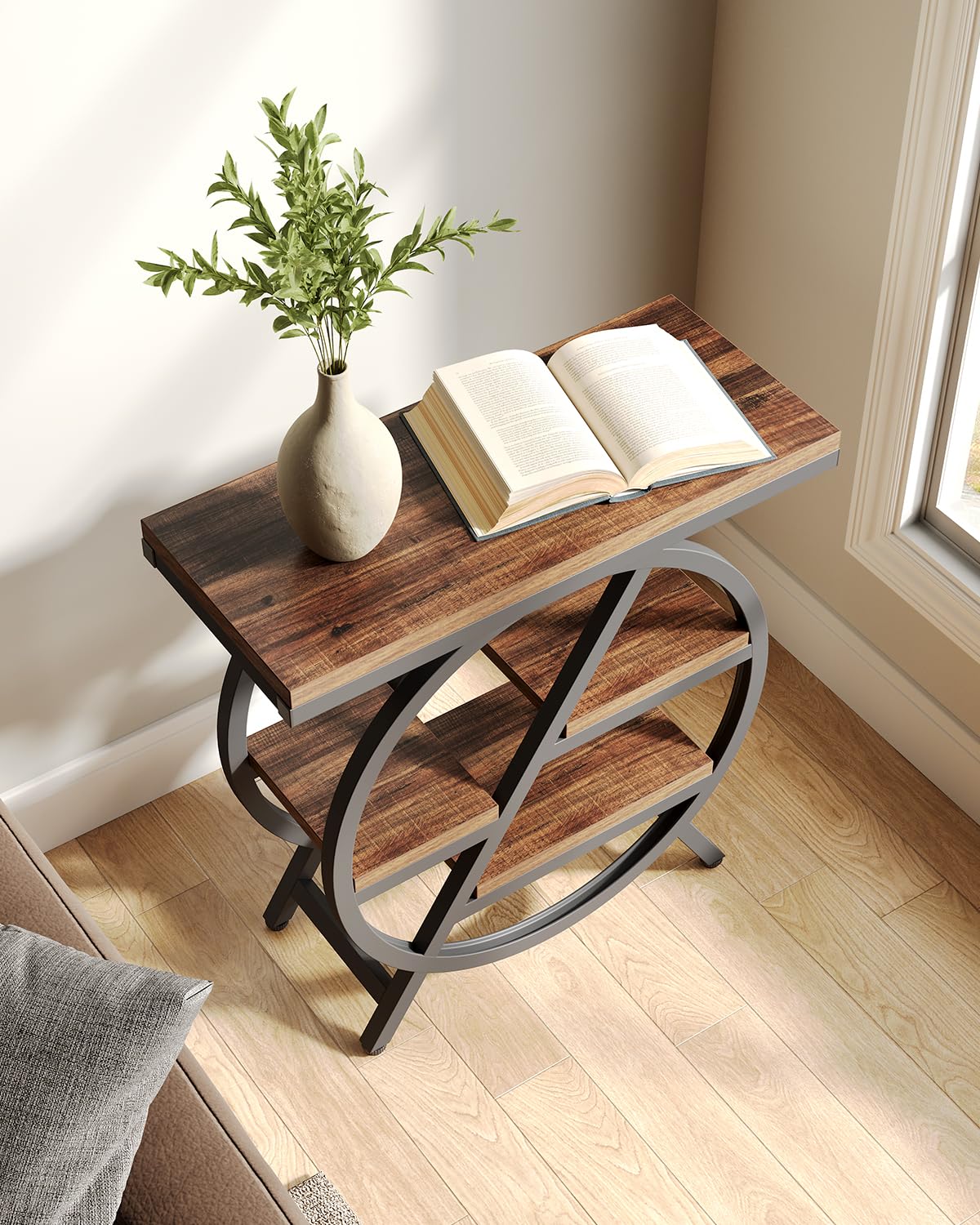 4-Tier Narrow End Table Set of 2 - Modern Side Table with Storage