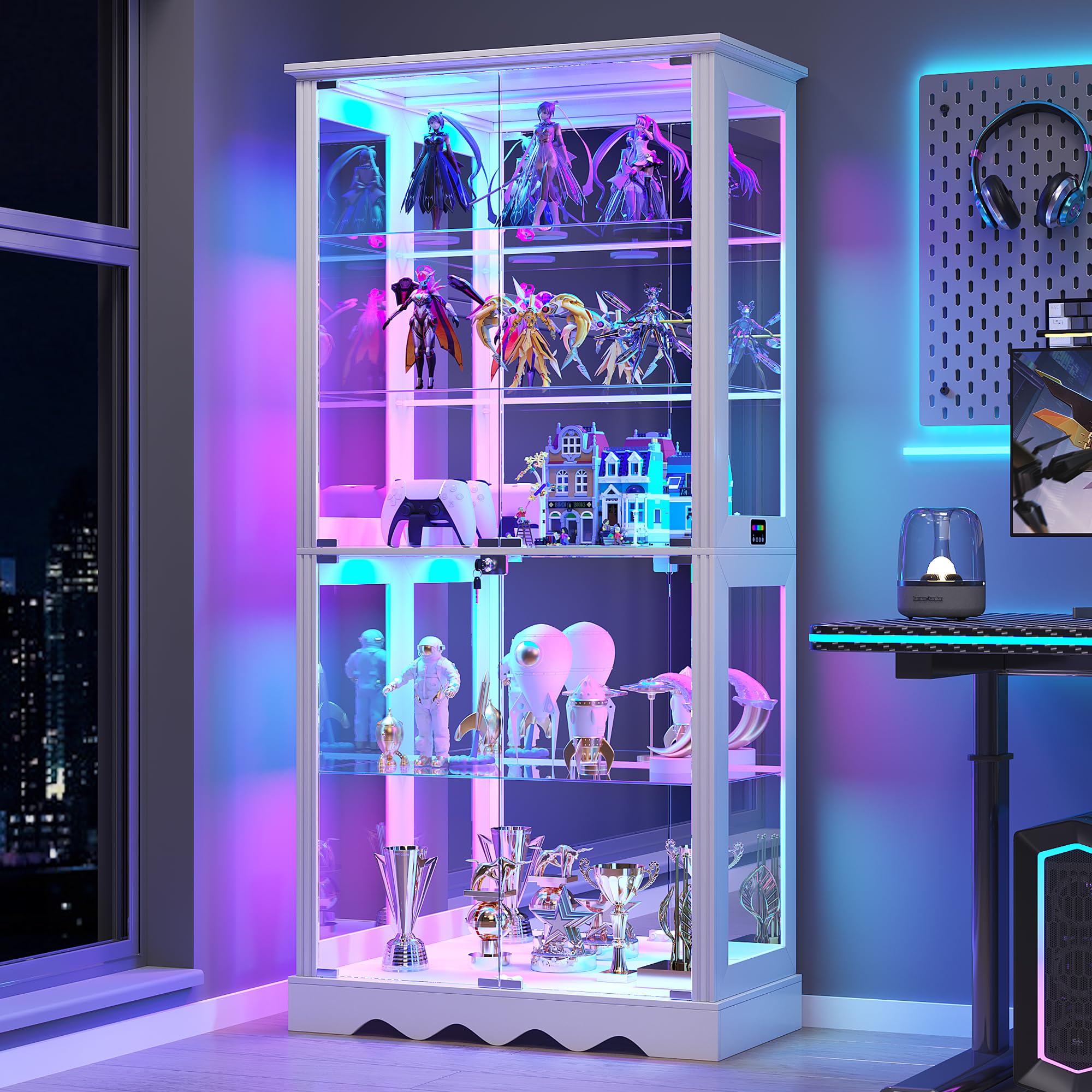5-Tier Glass Display Cabinet with RGB Lighting