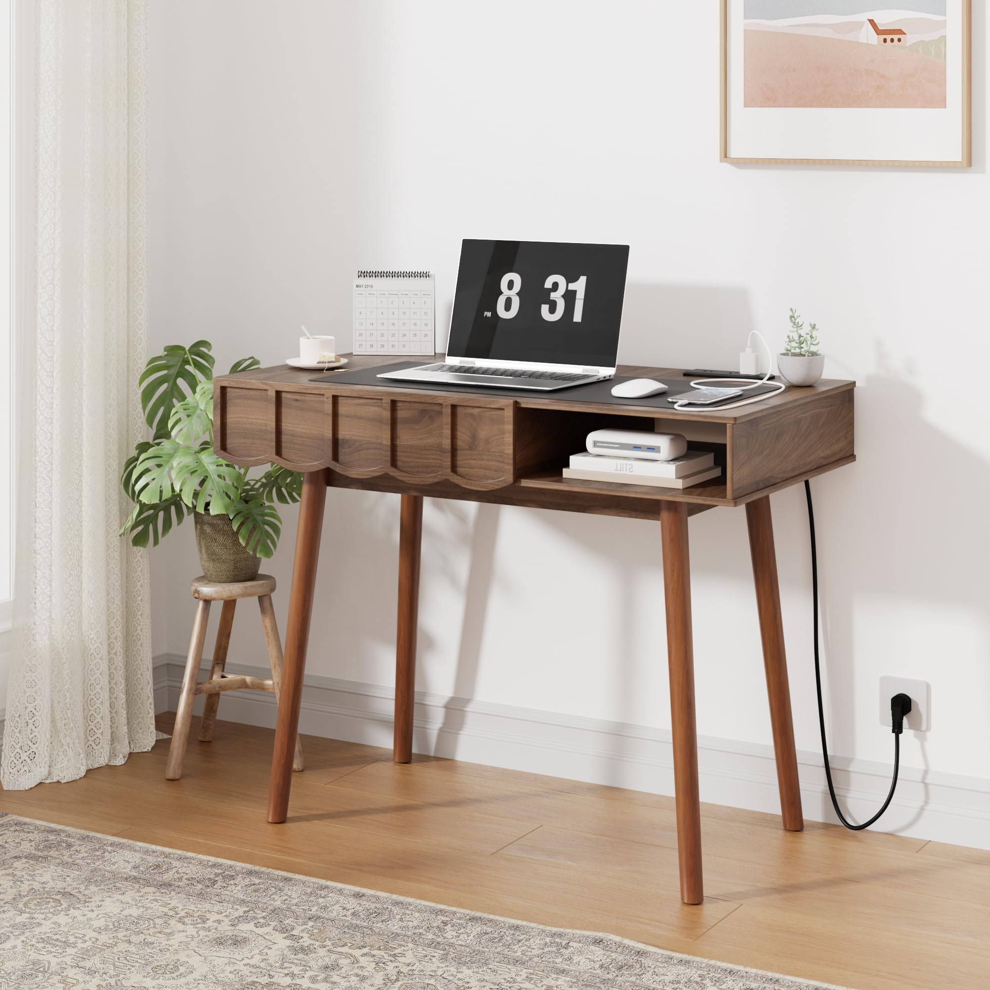 Mid Century Modern Executive Desk with Drawer