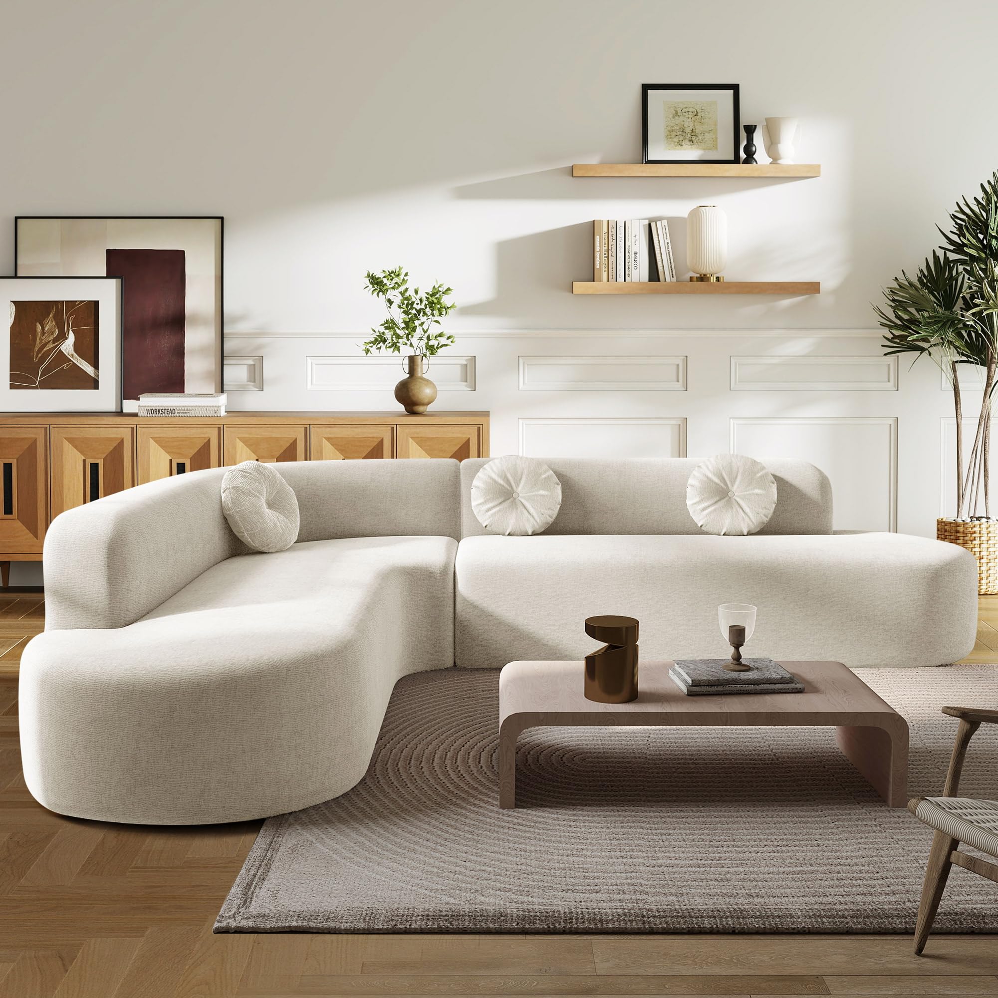 Curved Sectional Sofa L-Shaped 4 Seater