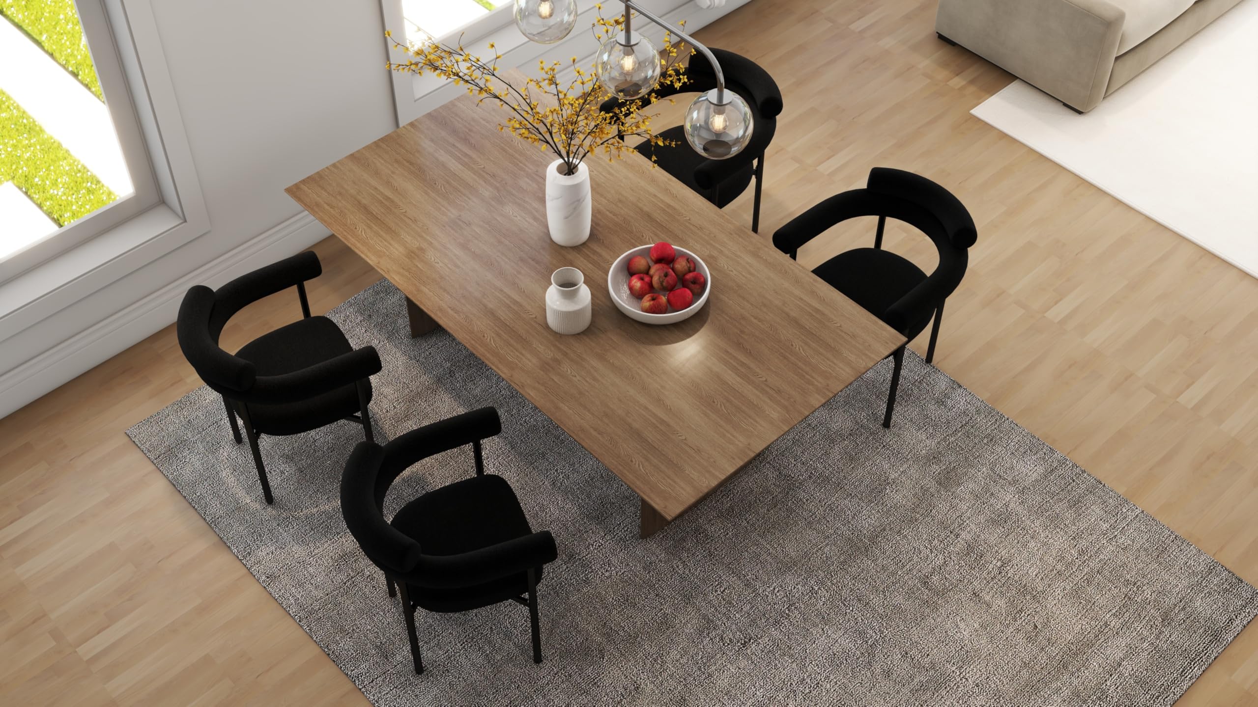 Black Dining Chairs Set of 4 with Arms