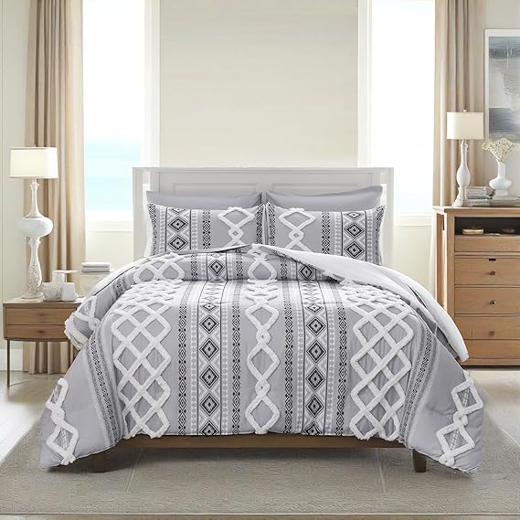 King Size Geometric Tufted Comforter Set