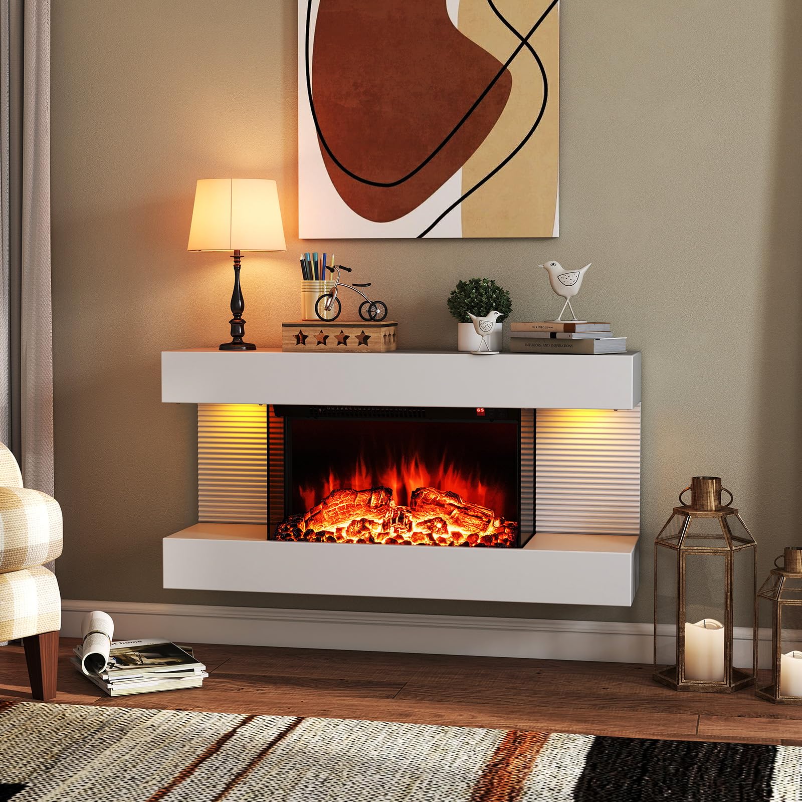 32" Wall Mounted Electric Fireplace with Remote Control