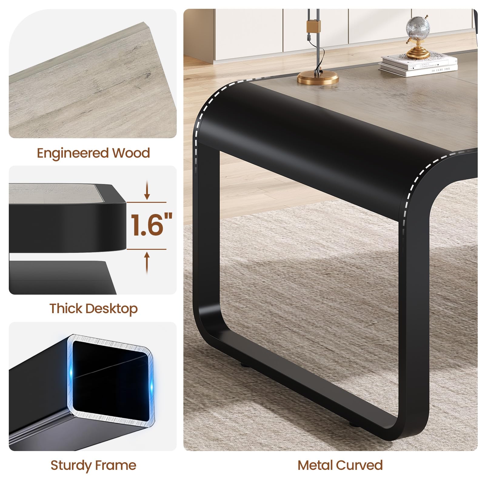 70.9" Executive Desk with Drawers and File Cabinet
