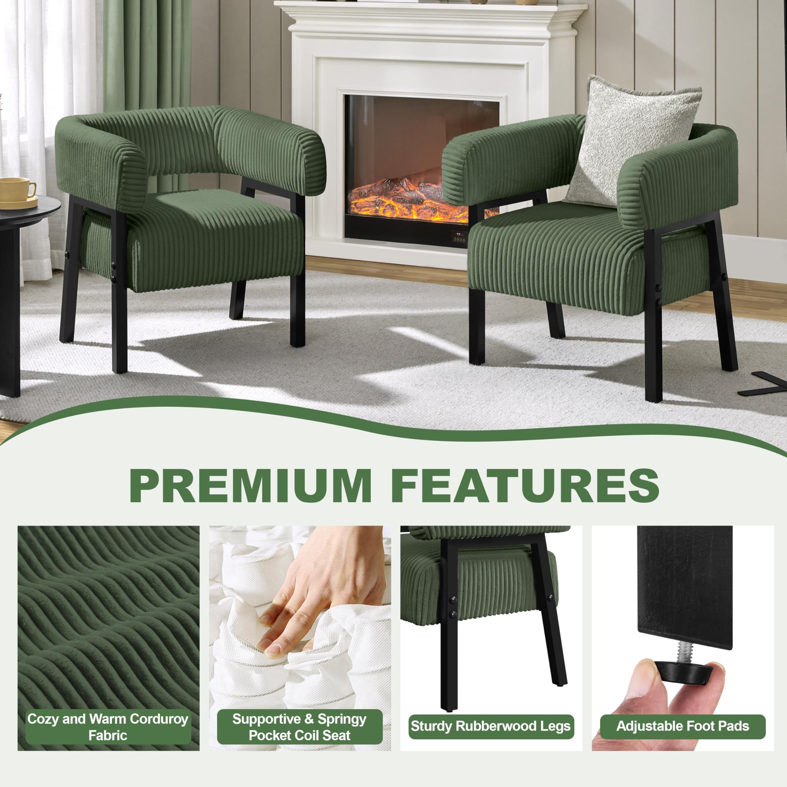 Corduroy Barrel Accent Chair Set of 2
