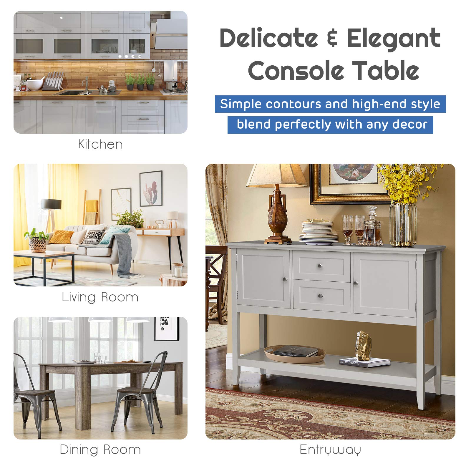 Wood Buffet Sideboard with Storage