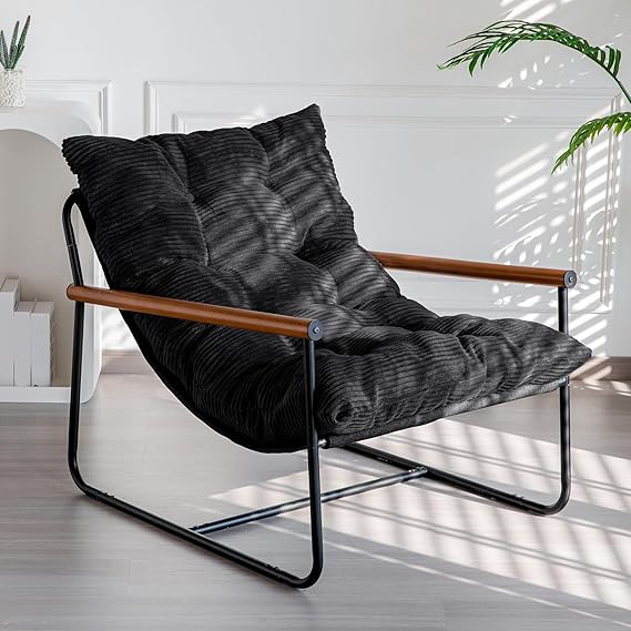 Modern Accent Chair with Wooden Armrests