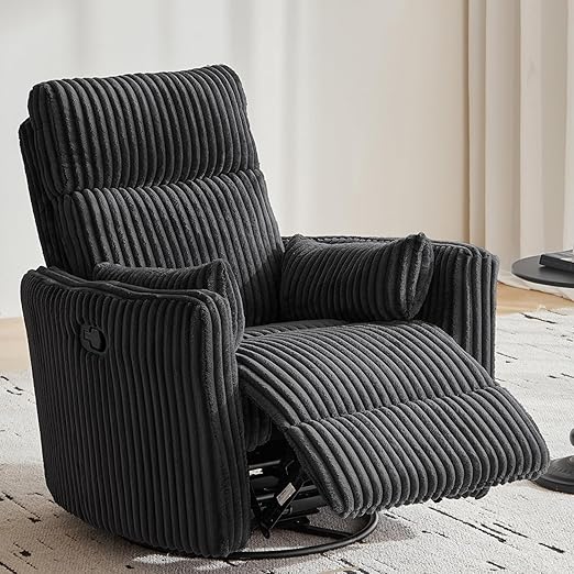 360° Swivel Nursery Recliner with Pillows