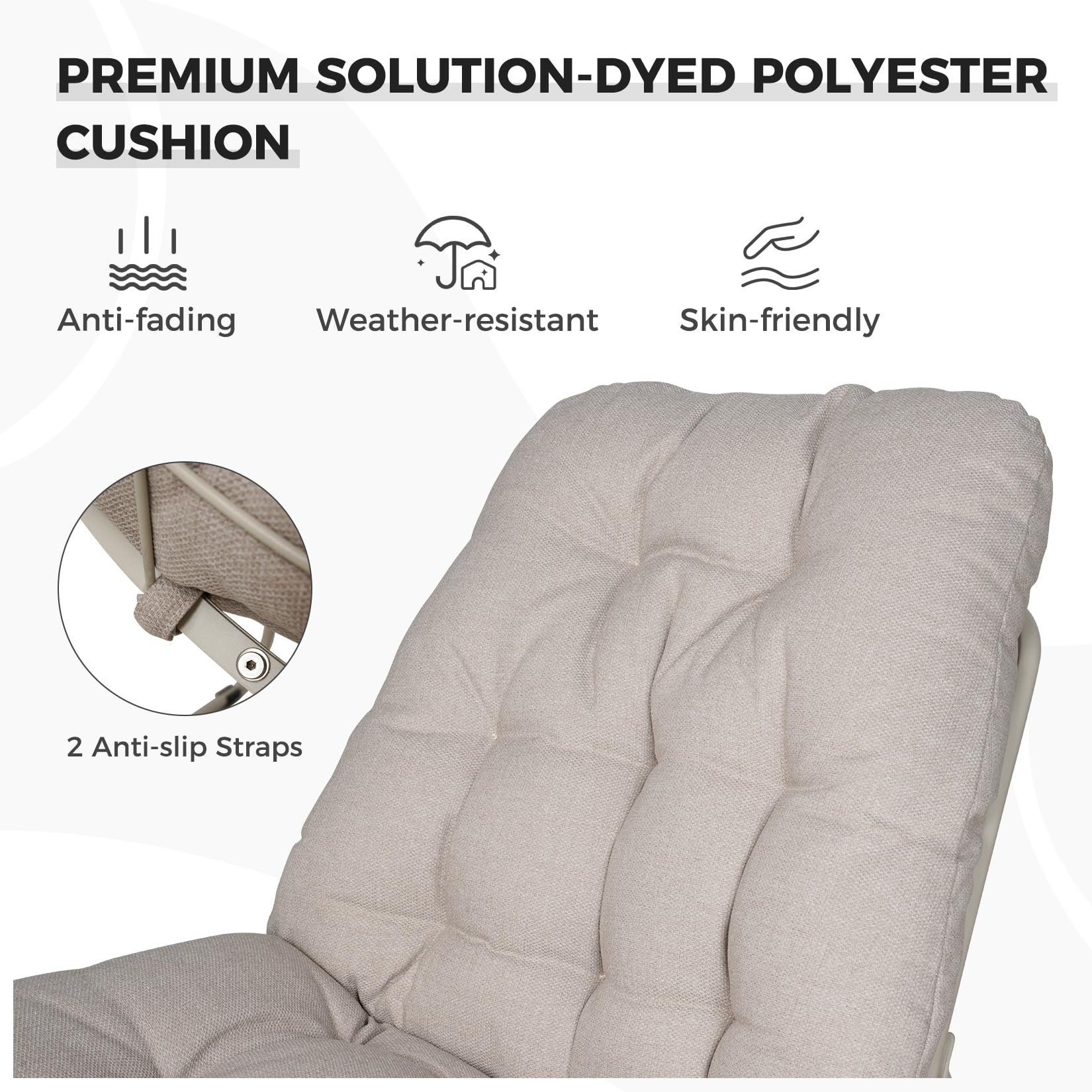 Outdoor Metal Lounge Chair with Cushion - Weather Resistant Patio Furniture