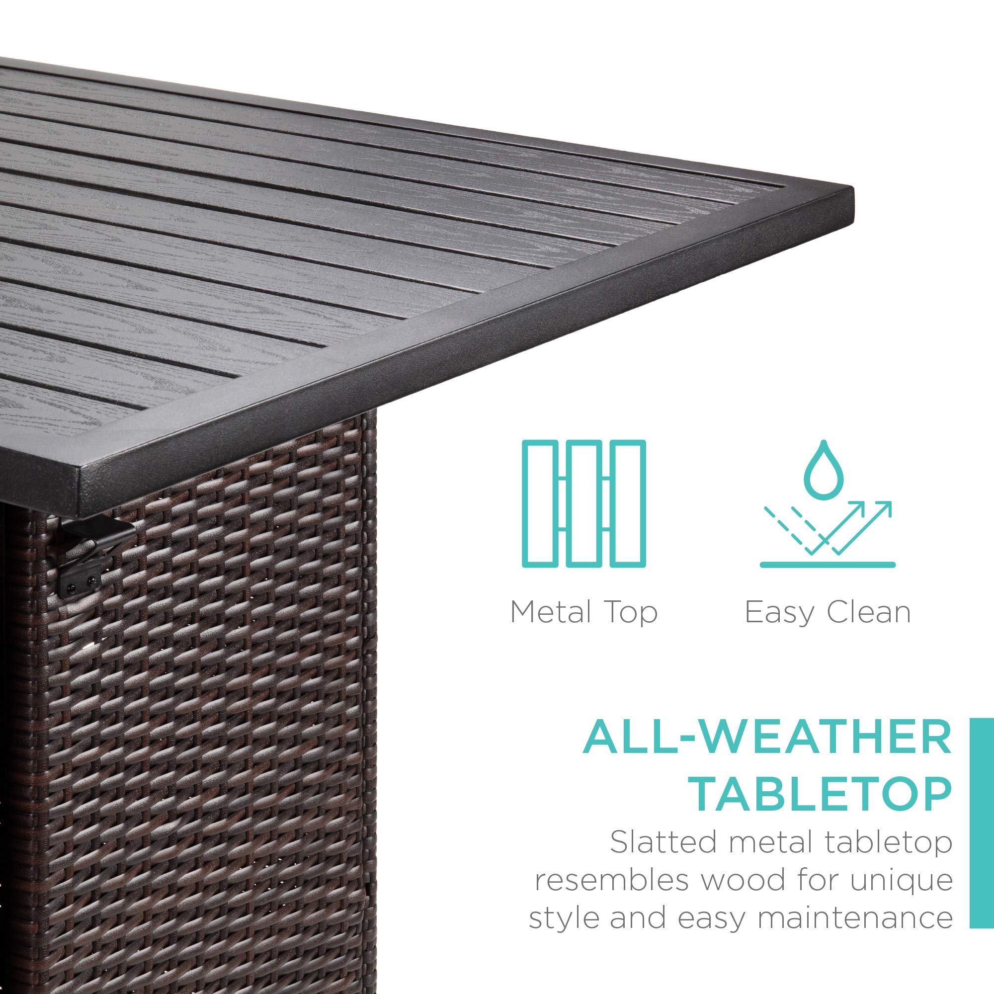 5-Piece Outdoor Wicker Bar Table Set with Storage