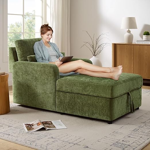 Adjustable Chaise Lounge Chair with Storage
