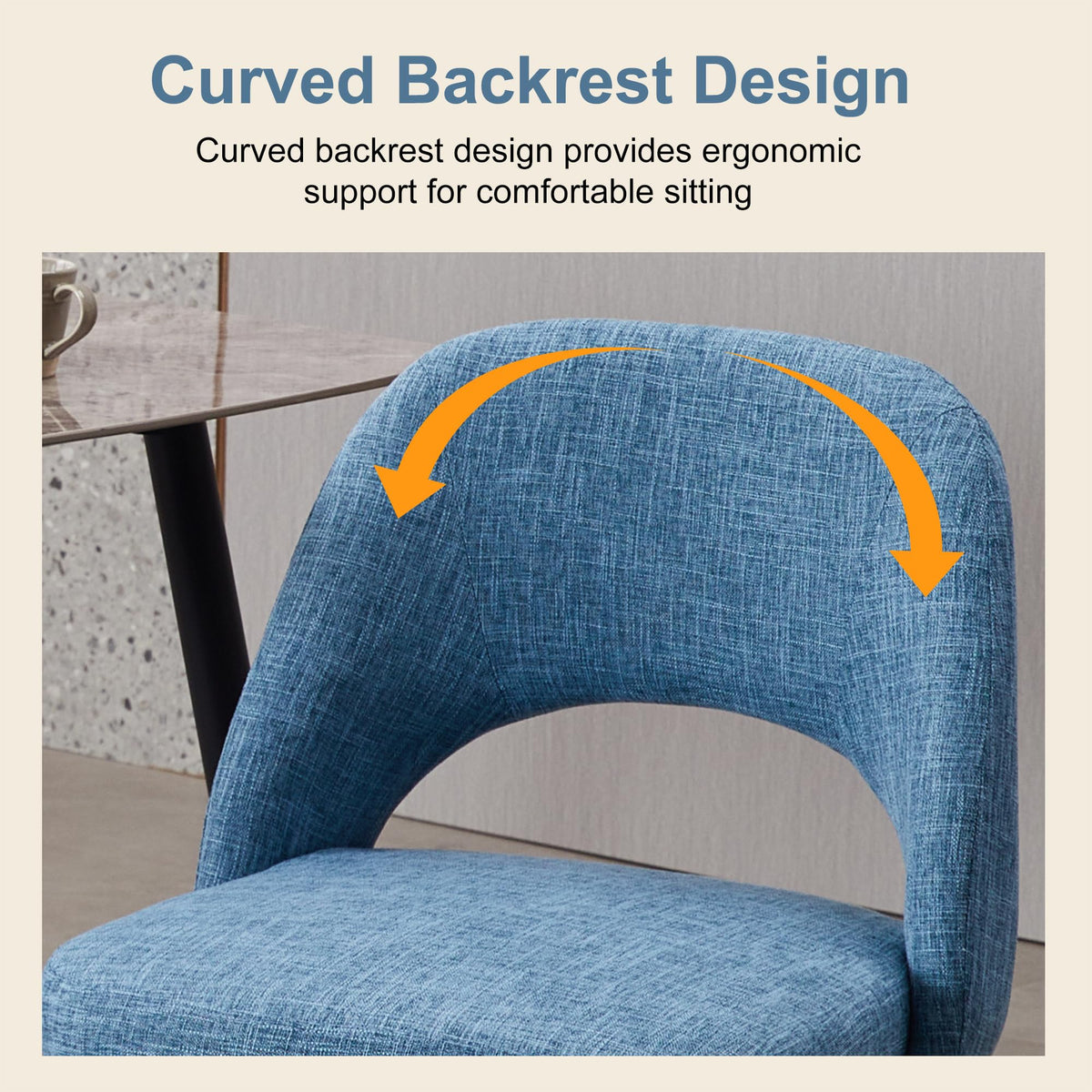 Modern Fabric Dining Chairs Set of 4 - Blue Upholstered Kitchen Chairs