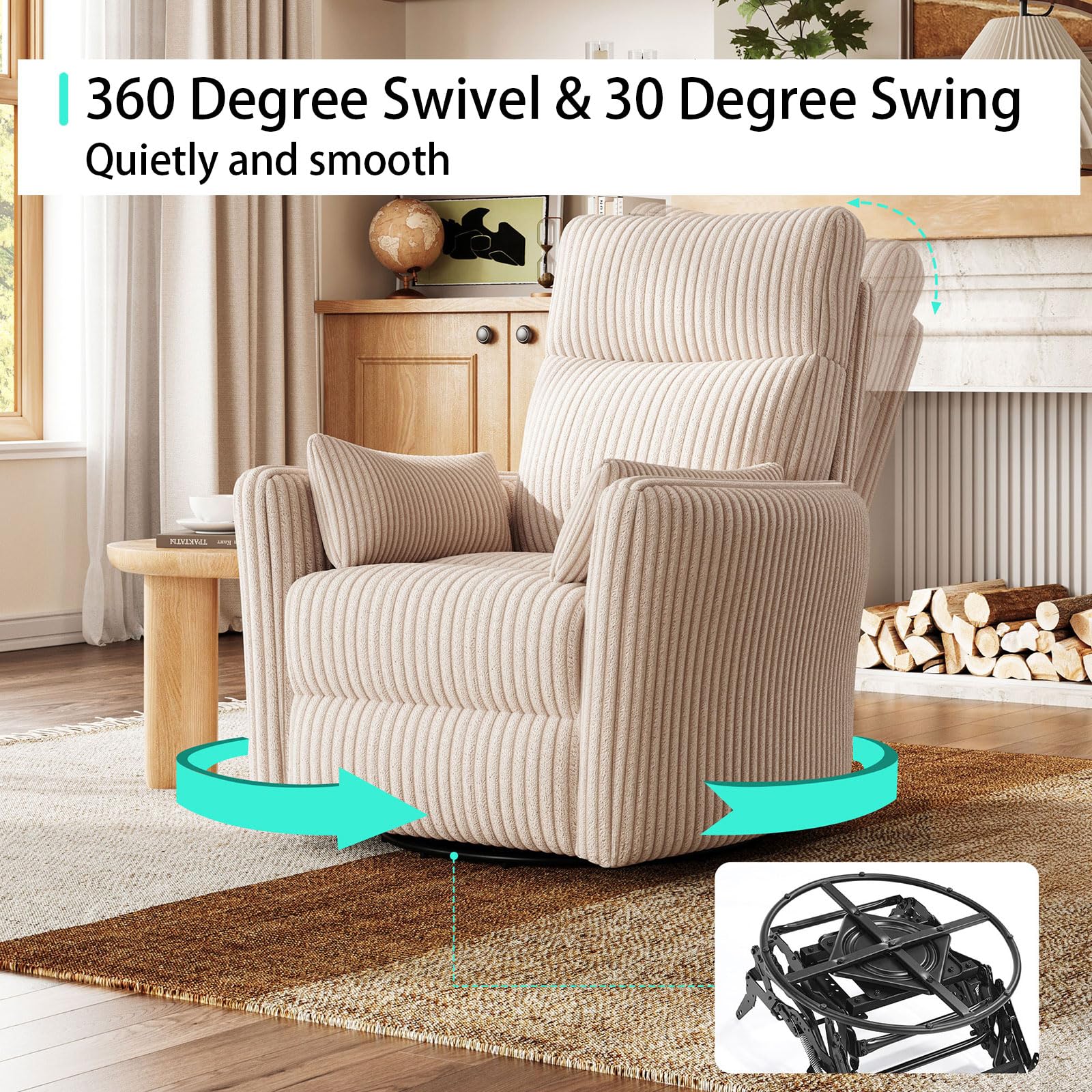 360 Swivel Rocker Recliner with Adjustable Backrest