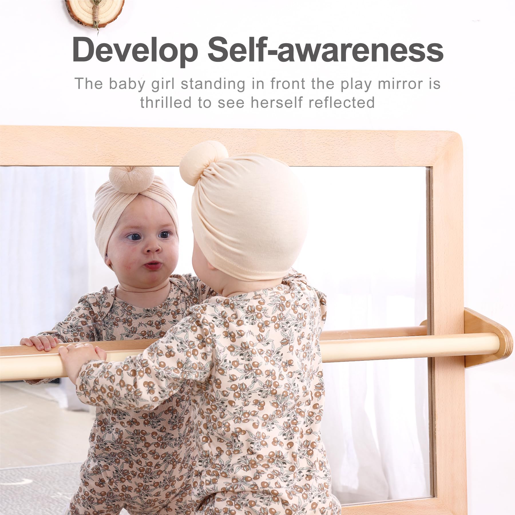 Montessori Baby Mirror with Pull Up Bar