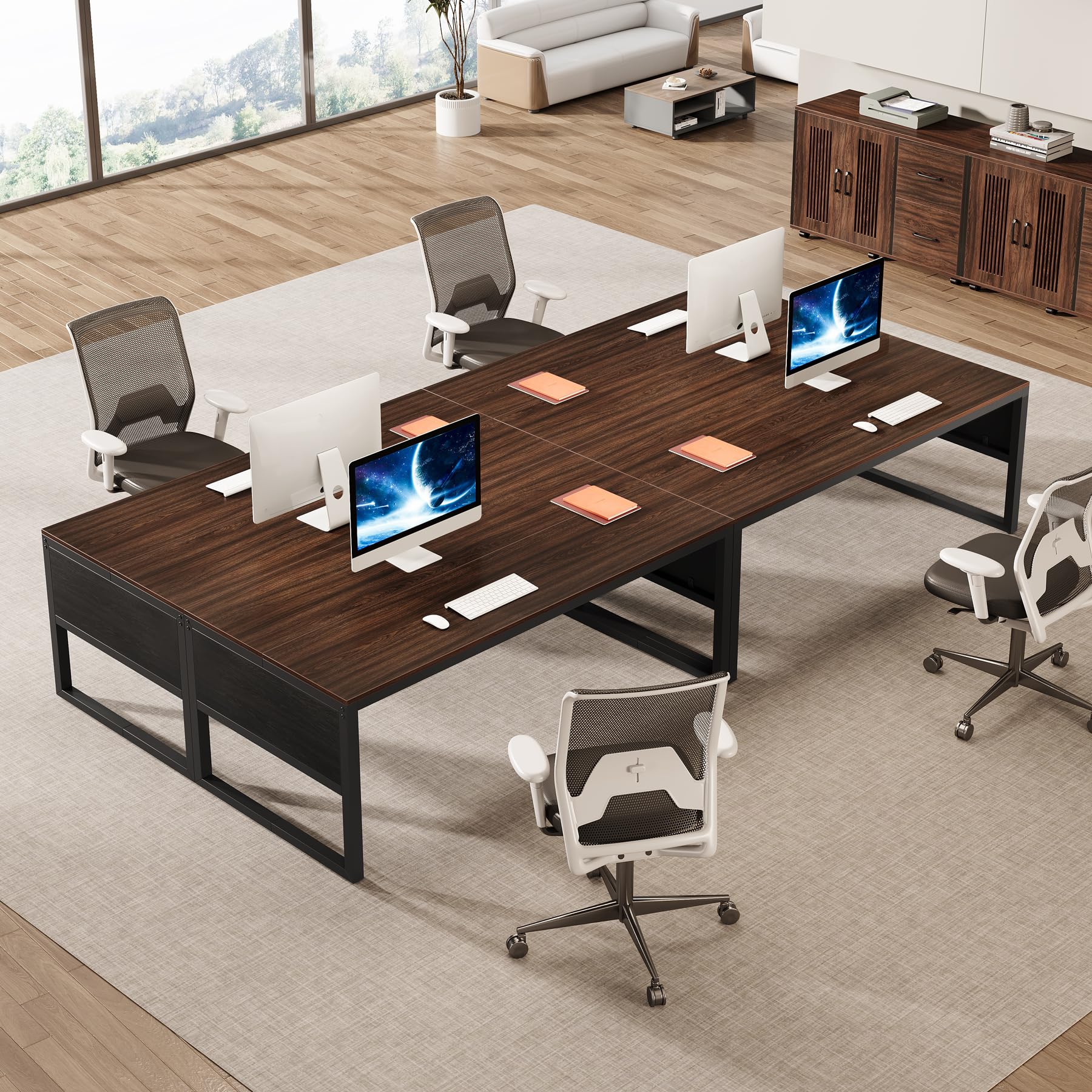 63-Inch Executive L-Shaped Desk with Mobile File Cabinet
