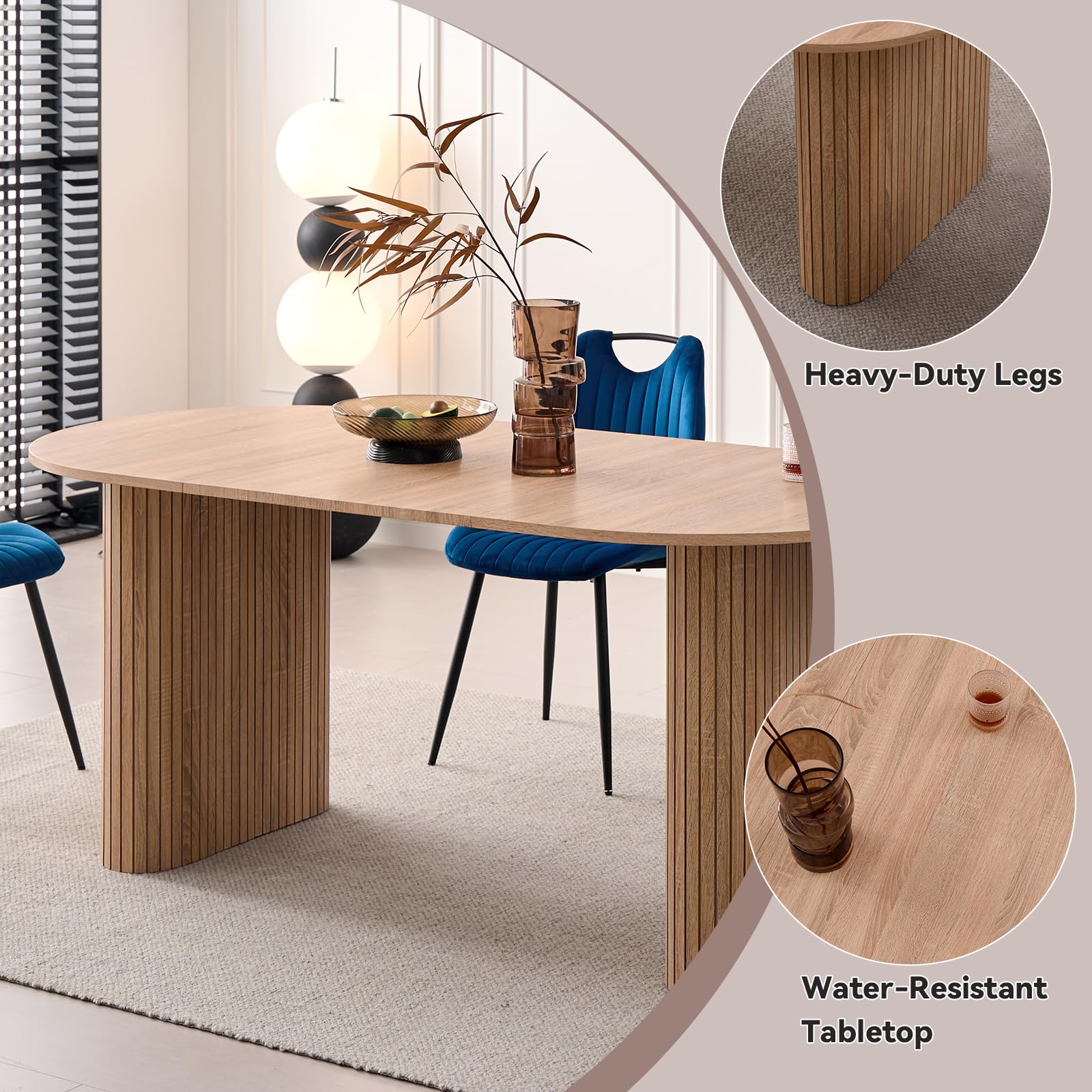 70.8" Oval Dining Table for 4-6 People