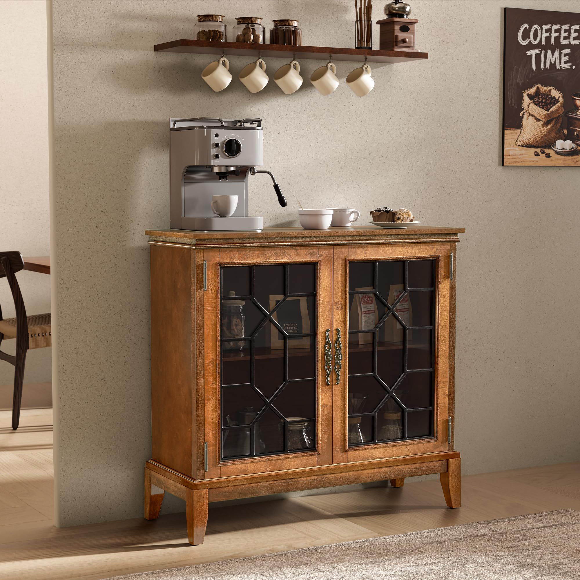 36" Vintage Storage Cabinet with Solid Wood Legs