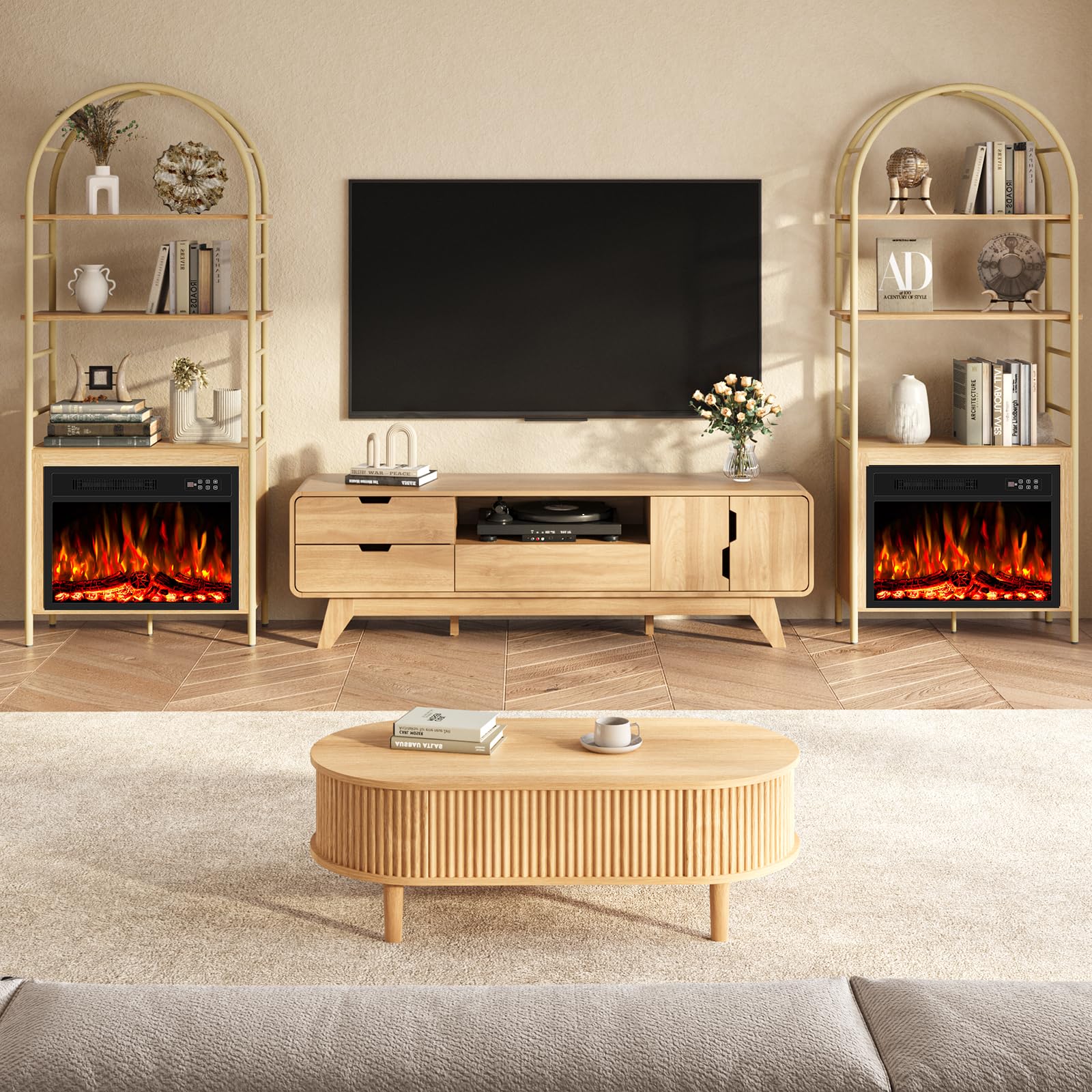 63" Mid-Century Modern TV Stand with Storage