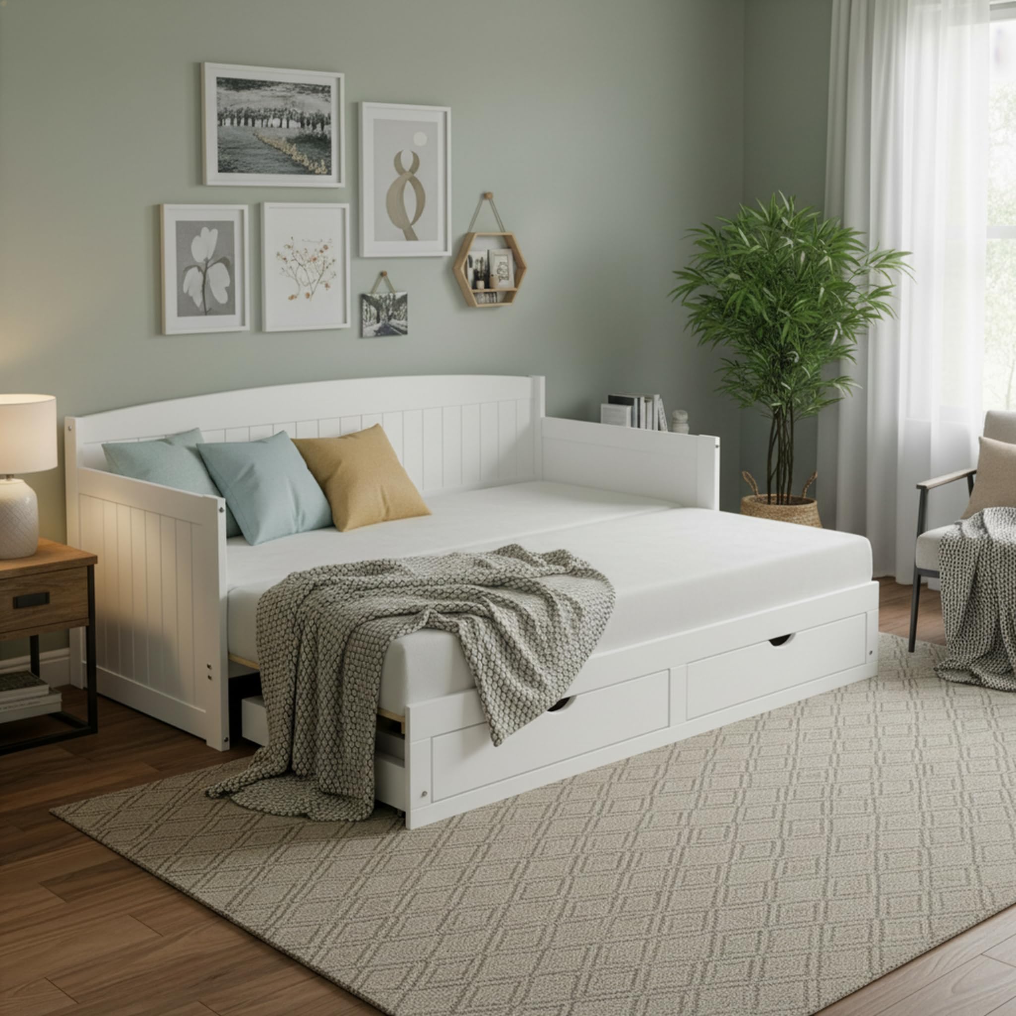 Harmony Twin to King Daybed with Pop Up Trundle and Storage Drawers