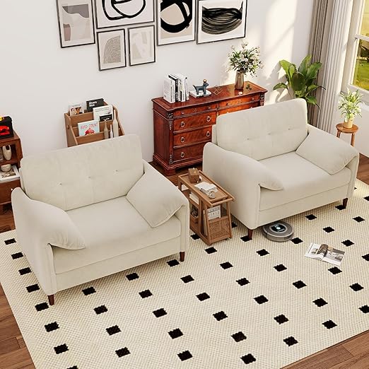 Oversized Chenille Loveseat Chair with Deep Seat
