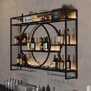 Wall Mounted Wine Rack with LED Lighting