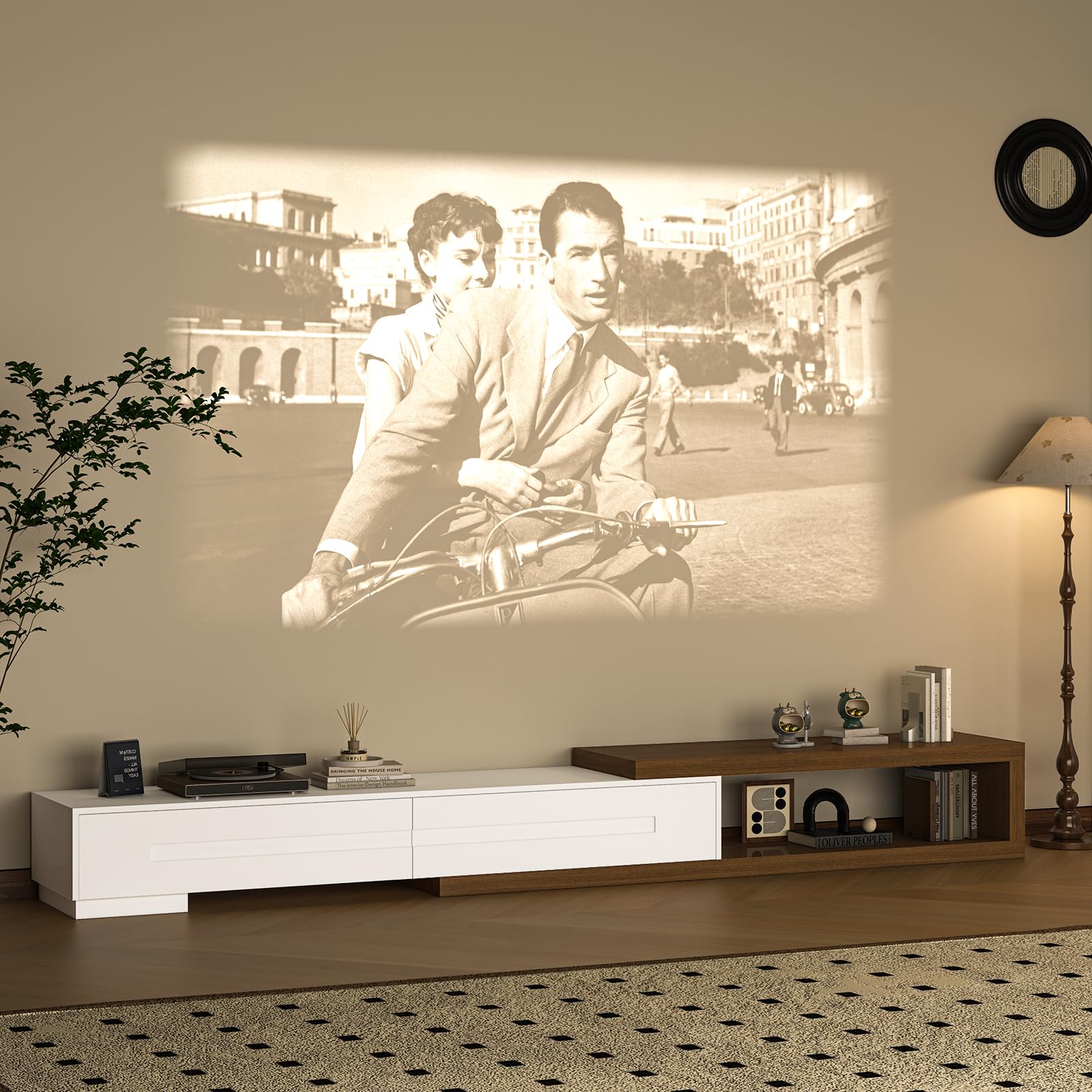Extendable TV Stand 82-110 Inch with 2 Drawers White