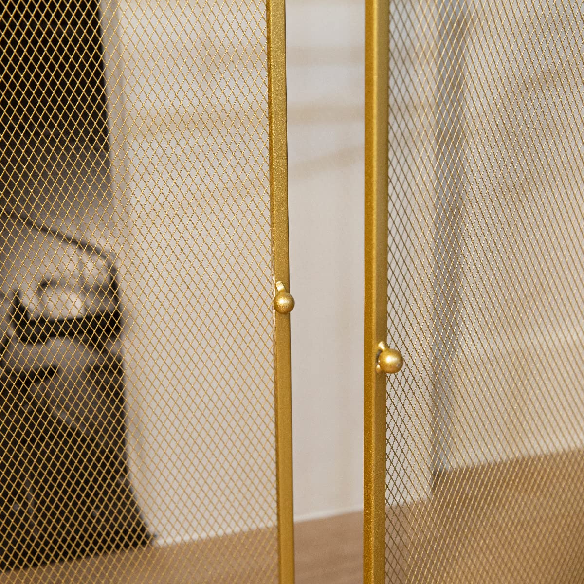 3-Panel Folding Fireplace Screen with Tools