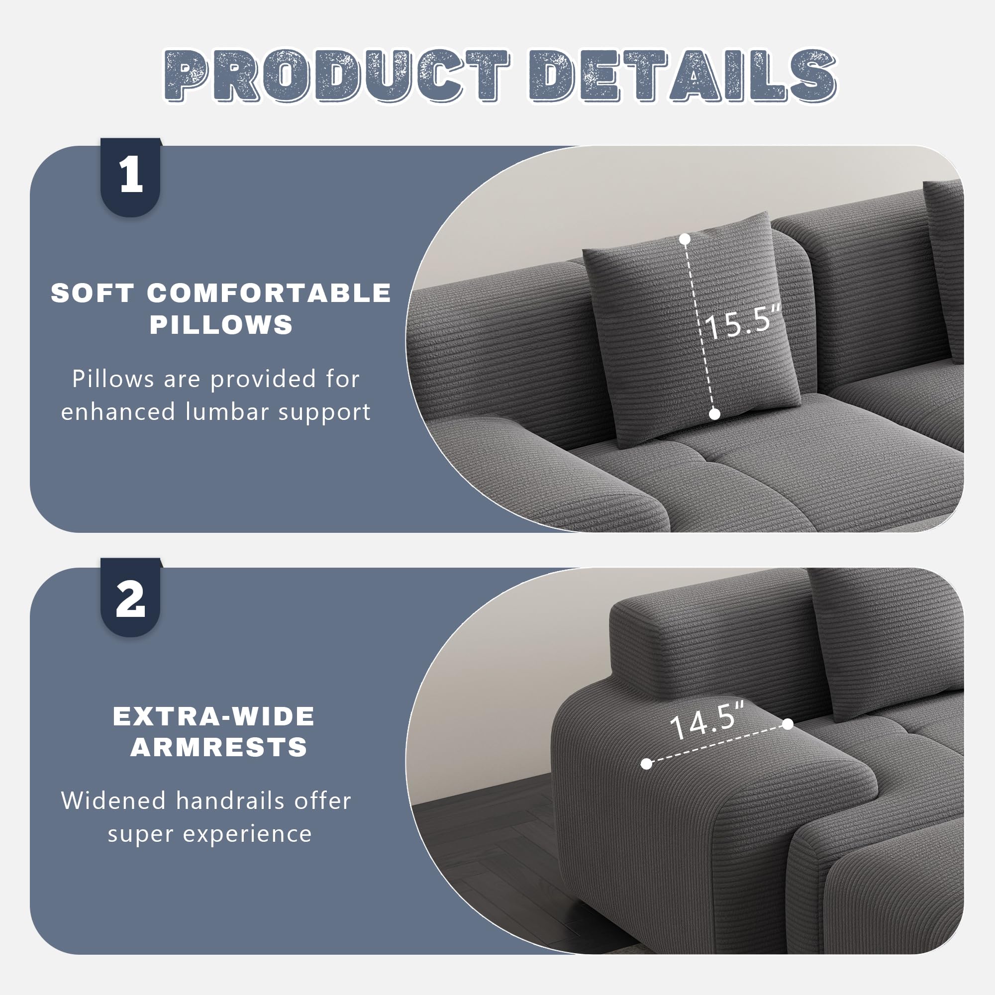 Cloud Modular Sectional Couch 120 Inch L-Shape