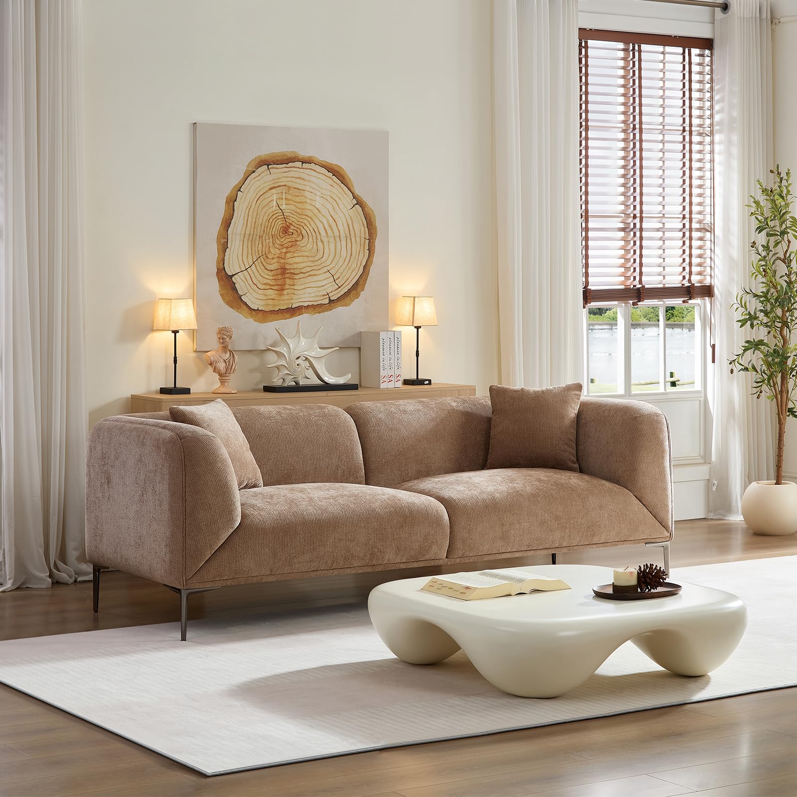 Modern Boucle 3-Seater Sofa with Deep Seats