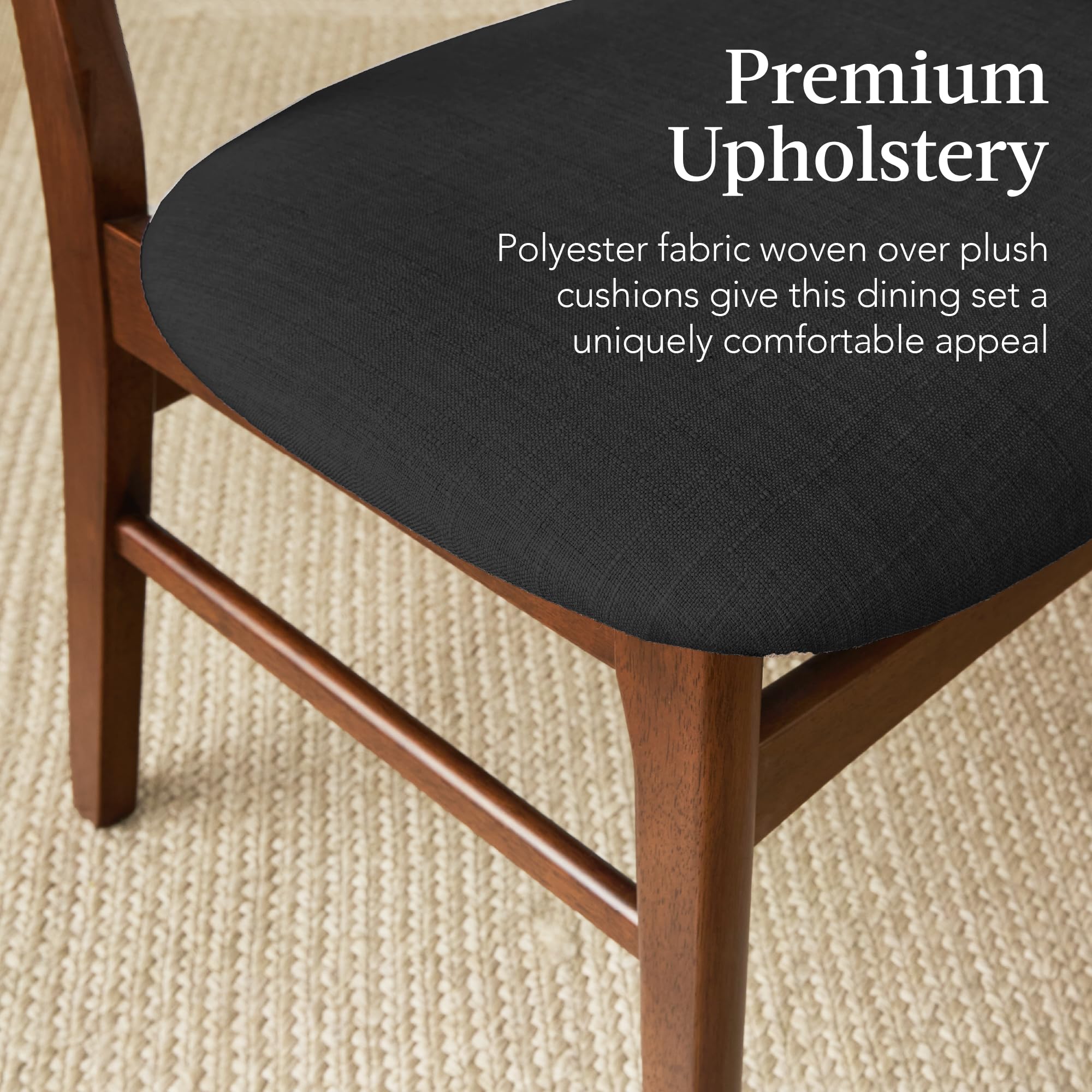 6-Piece Wooden Dining Set with Bench and Upholstered Chairs