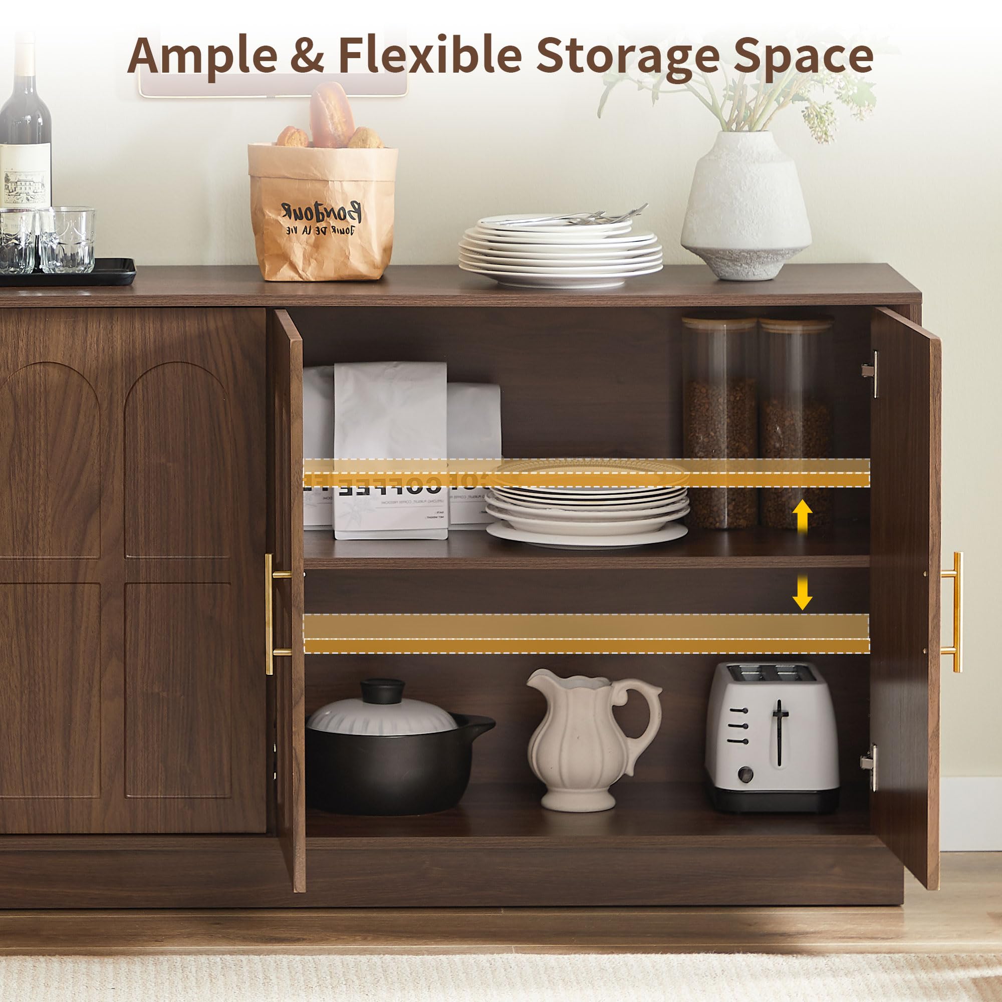 Sideboard Buffet Cabinet with Arched Doors