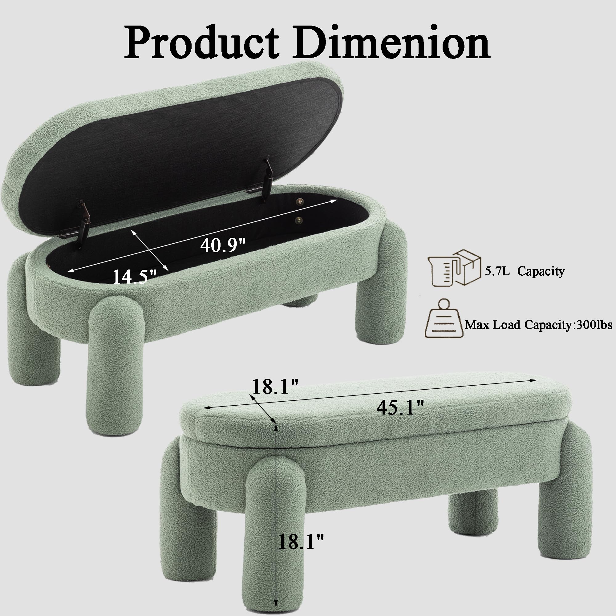Storage Ottoman Bench with Seating