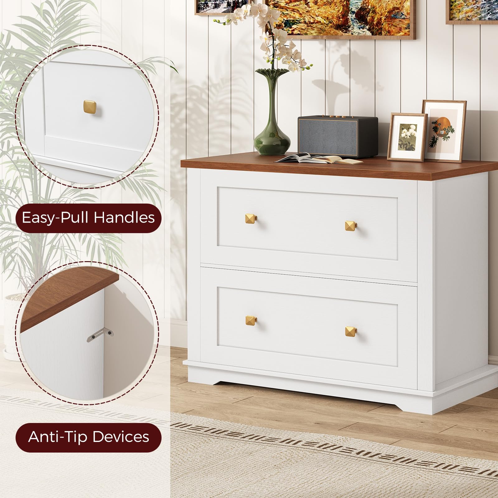 2 Drawer Lateral File Cabinet with Printer Stand