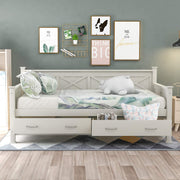 Twin Size Farmhouse Wood Daybed with Storage Drawers