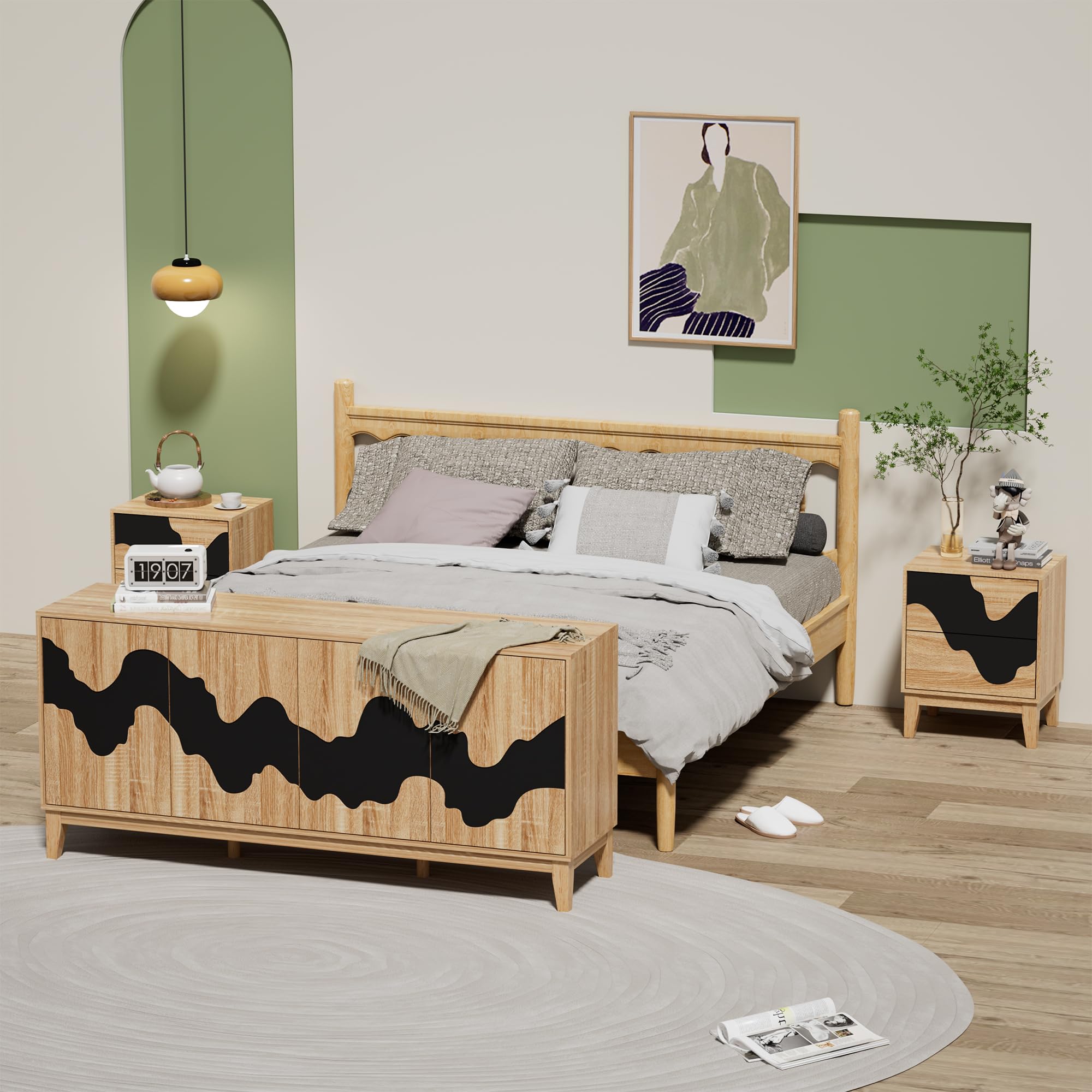 9-Drawer Dresser with 2 Nightstands Set