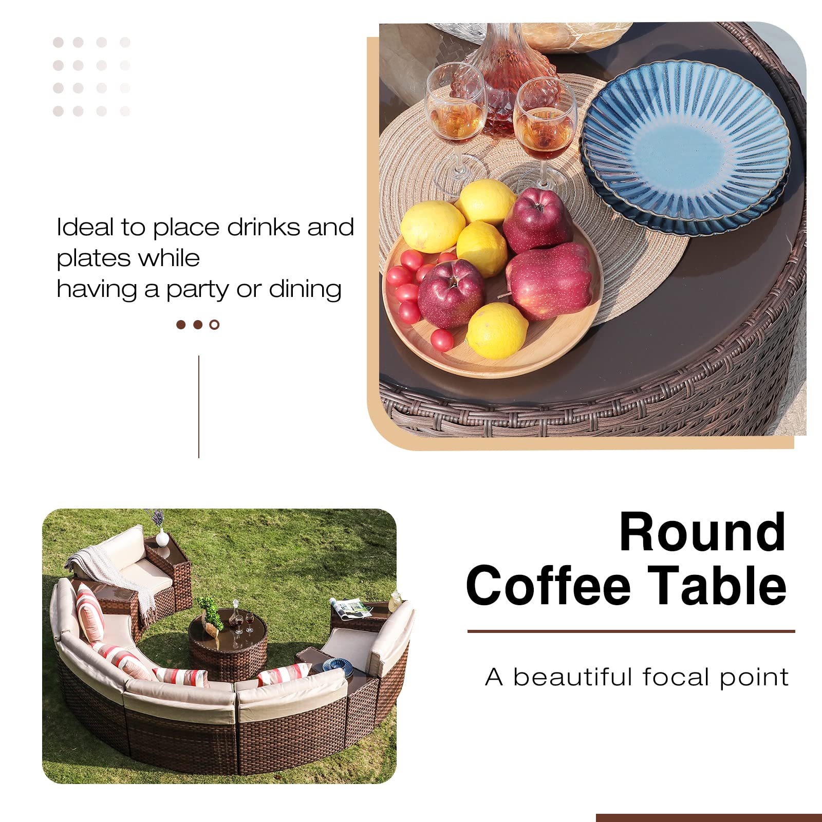 11-Piece Half Moon Outdoor Sectional Set