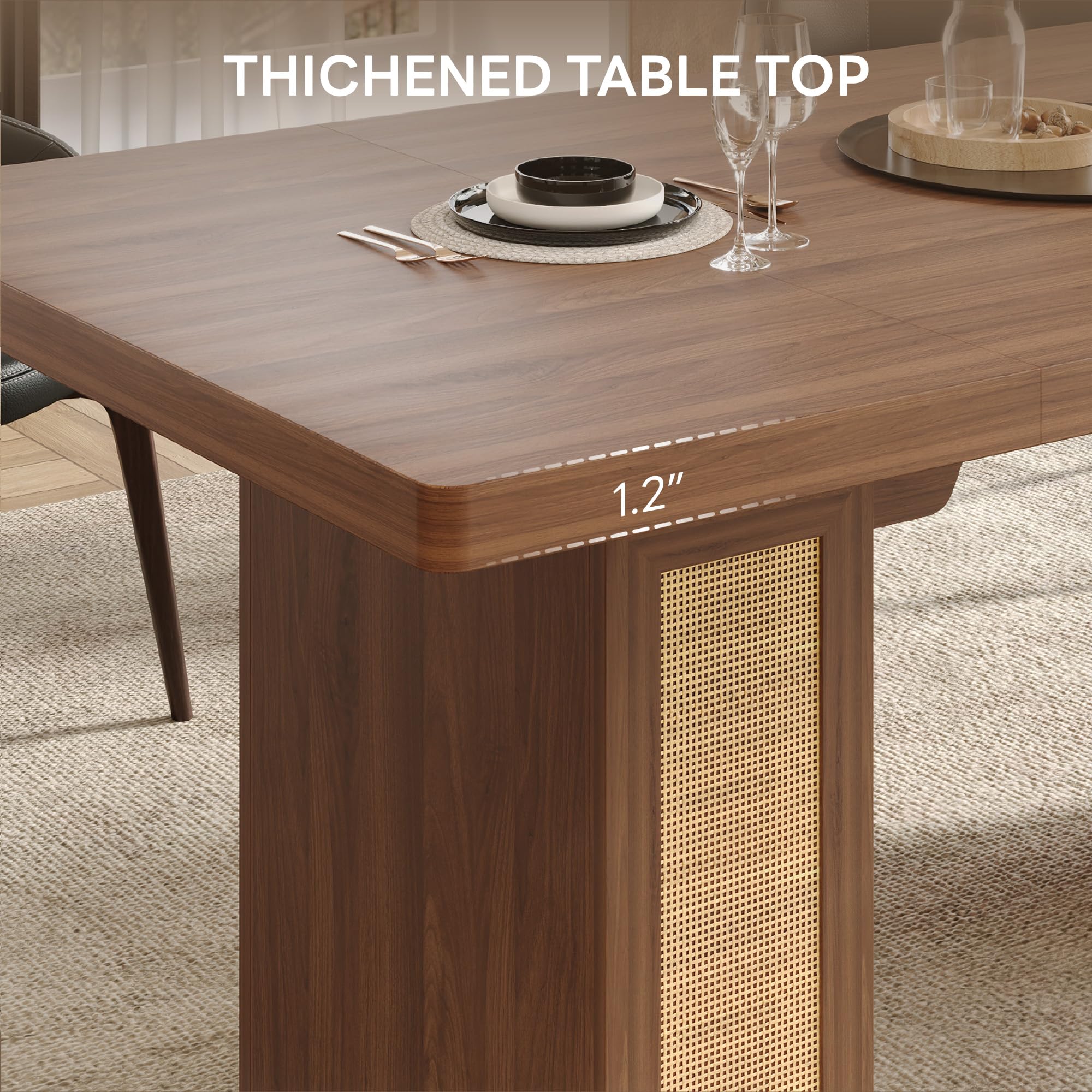 78.7" Farmhouse Dining Table with Hidden Storage Drawers