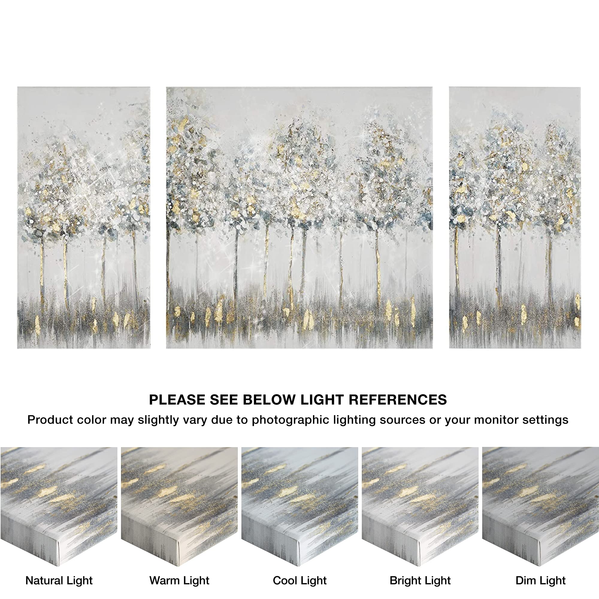 Blue Midst Forest Triptych Canvas Wall Art Set - 3 Piece Abstract Landscape