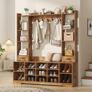 Farmhouse Hall Tree with Shoe Storage
