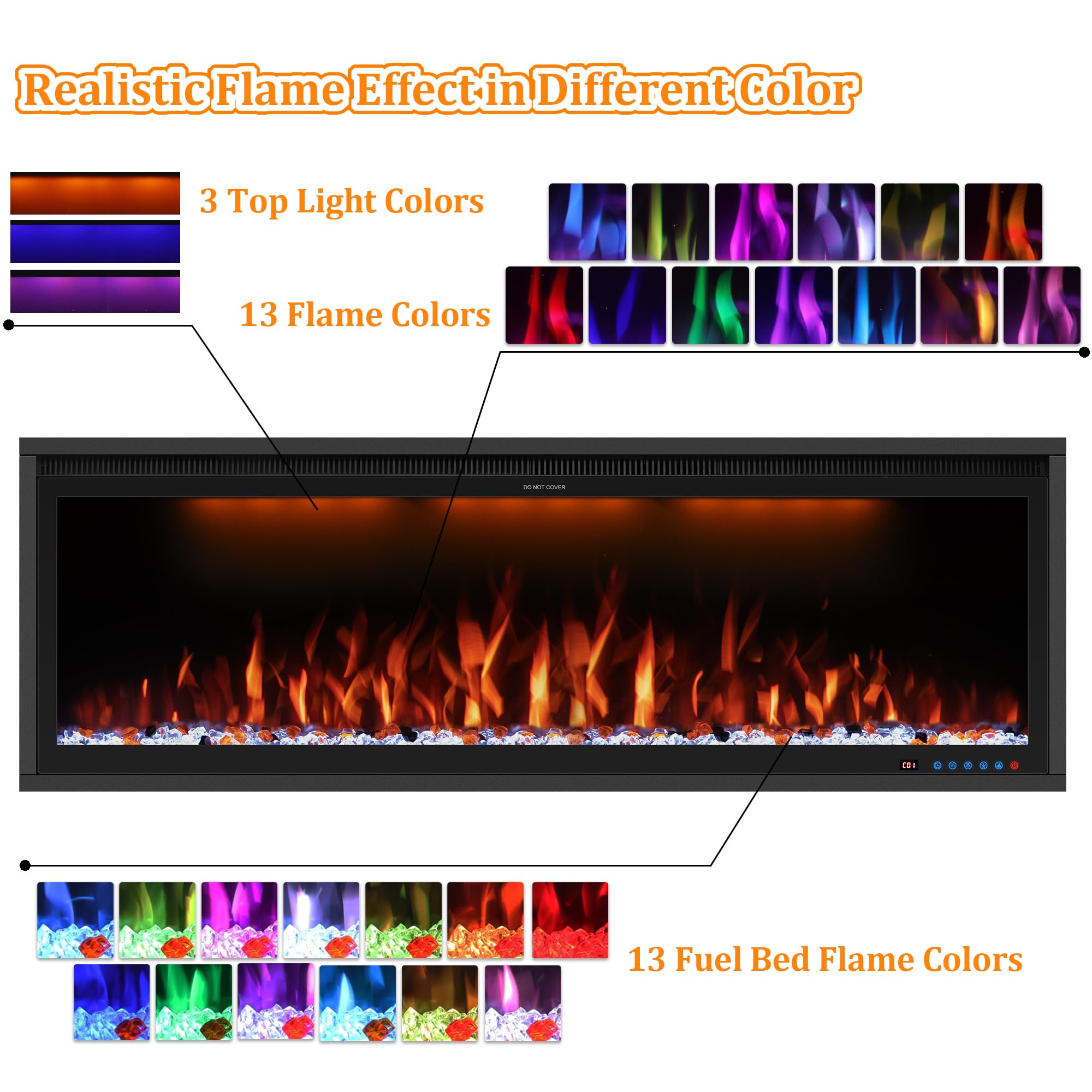 60" WiFi-Enabled Electric Fireplace Insert with App Control