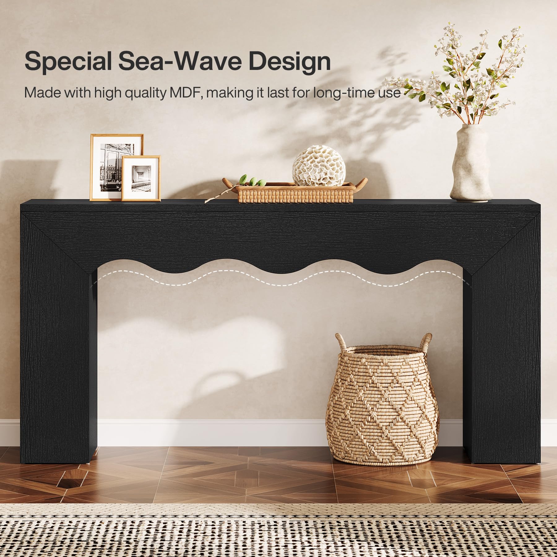 63" Farmhouse Console Table with Storage