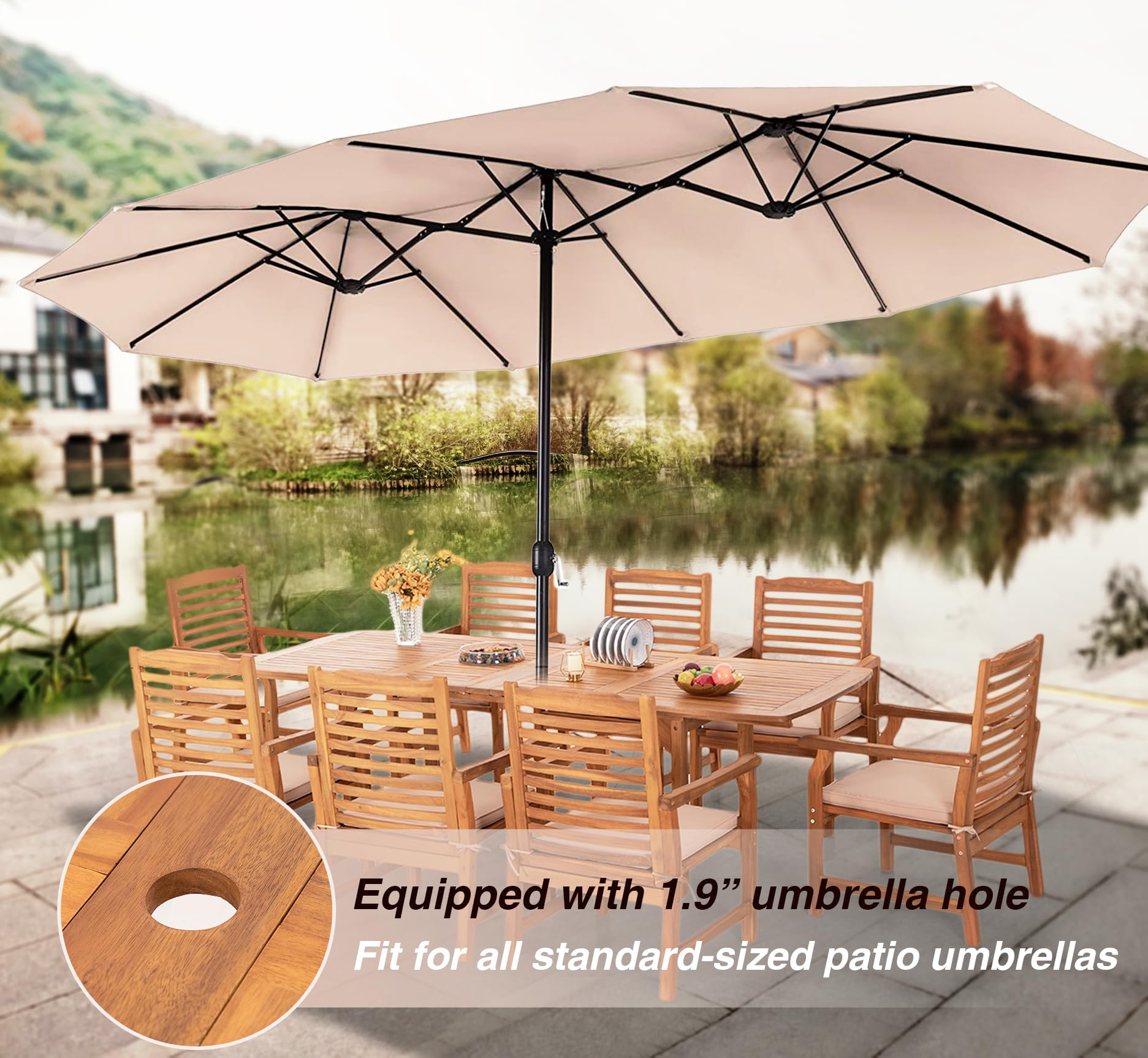 7-Piece Acacia Wood Outdoor Dining Set for 6