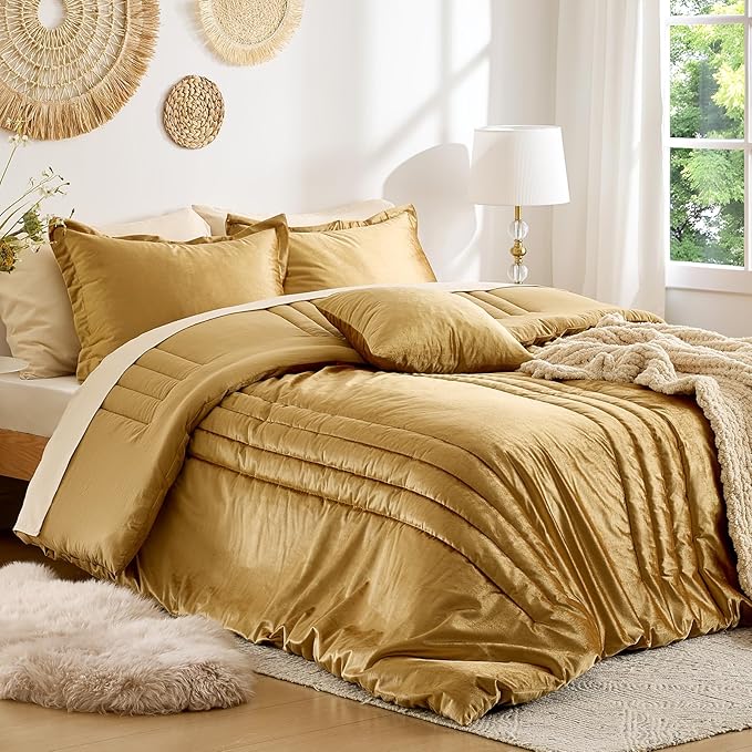 Gold Velvet King Comforter Set