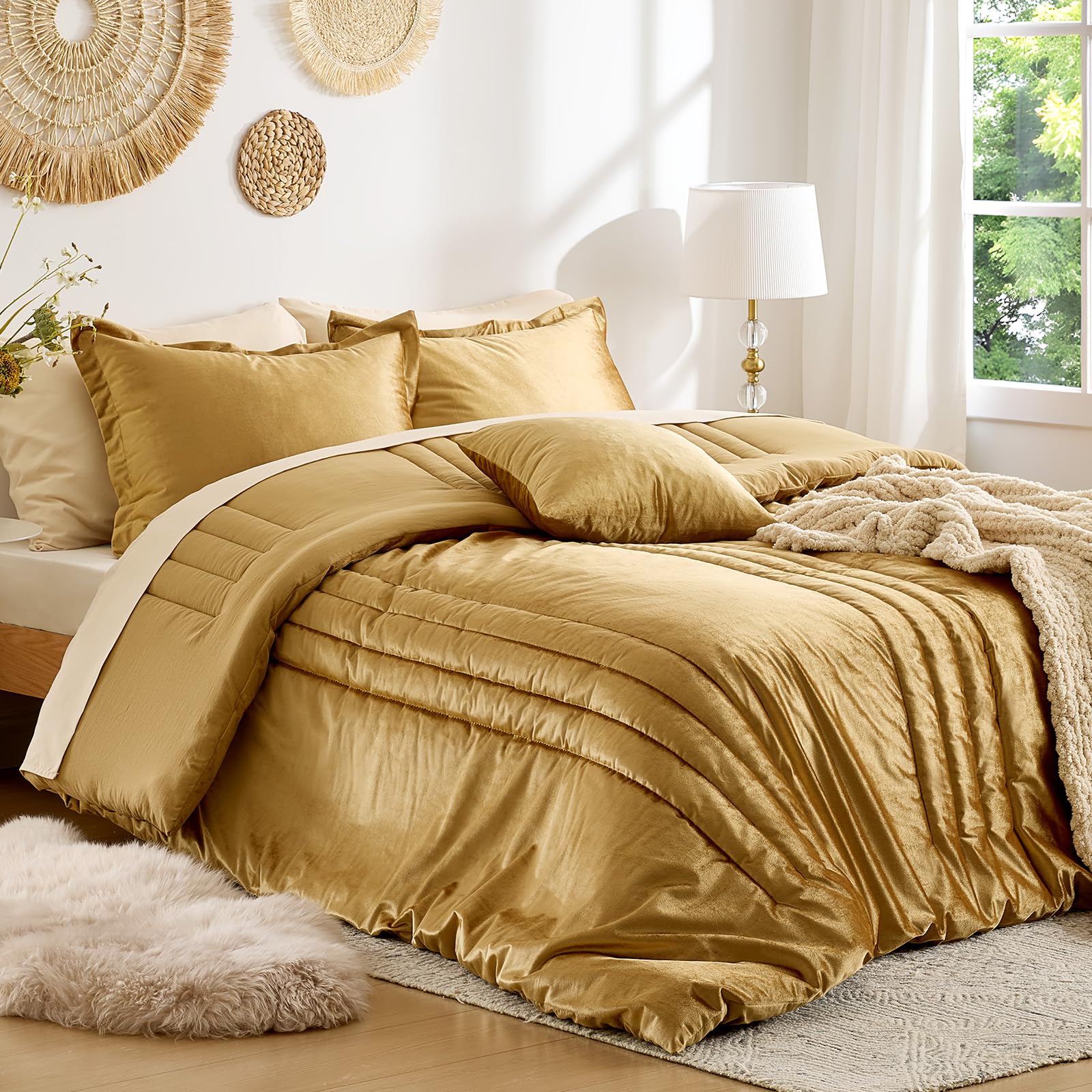 Gold Velvet King Comforter Set