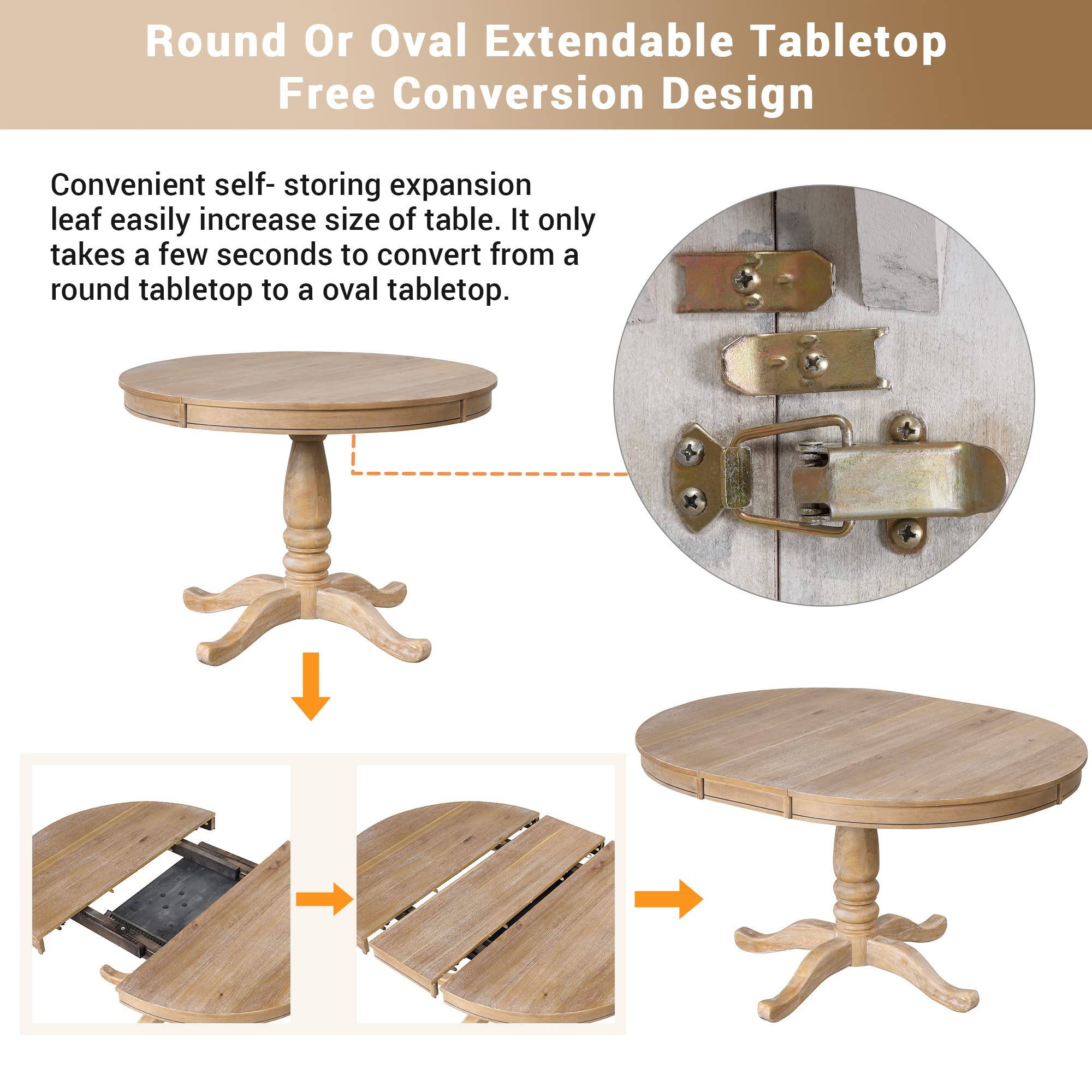 5-Piece Round Dining Table Set with 4 Chairs