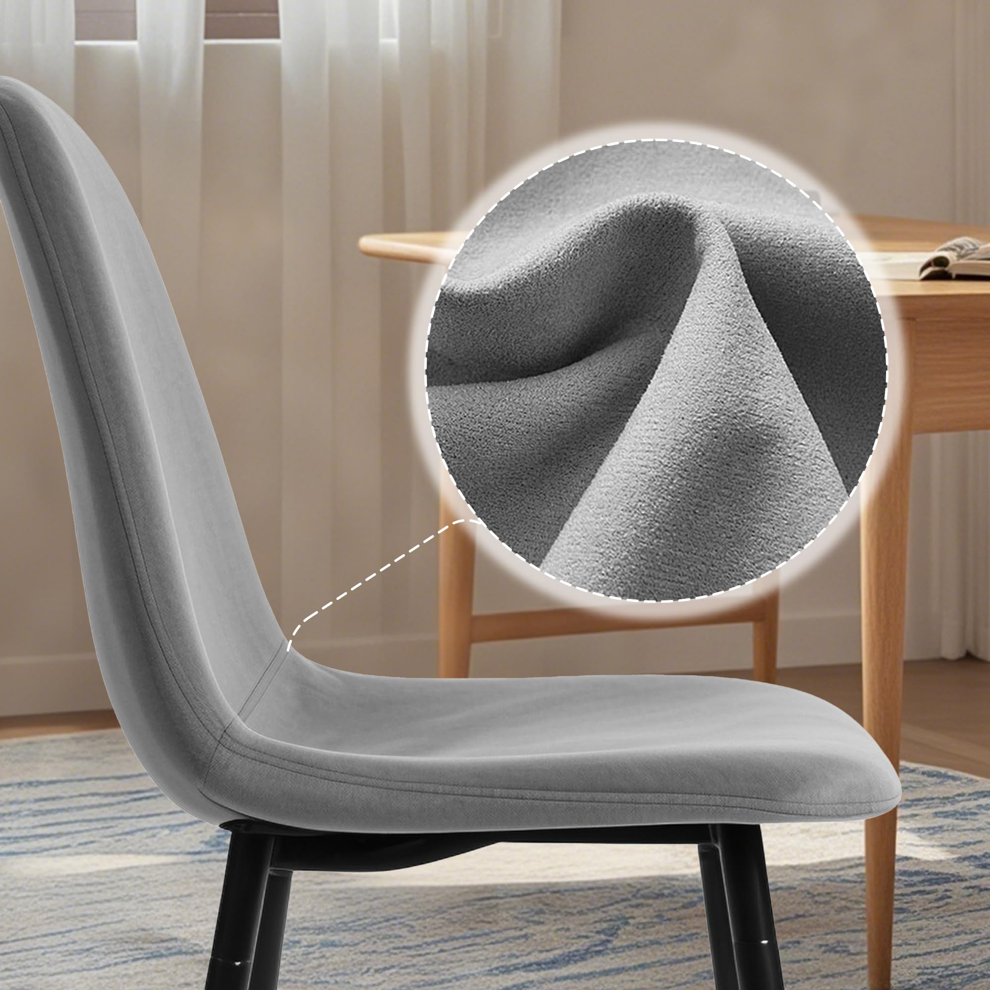 Velvet Dining Chairs Set of 4 with Padded Seat and Metal Legs