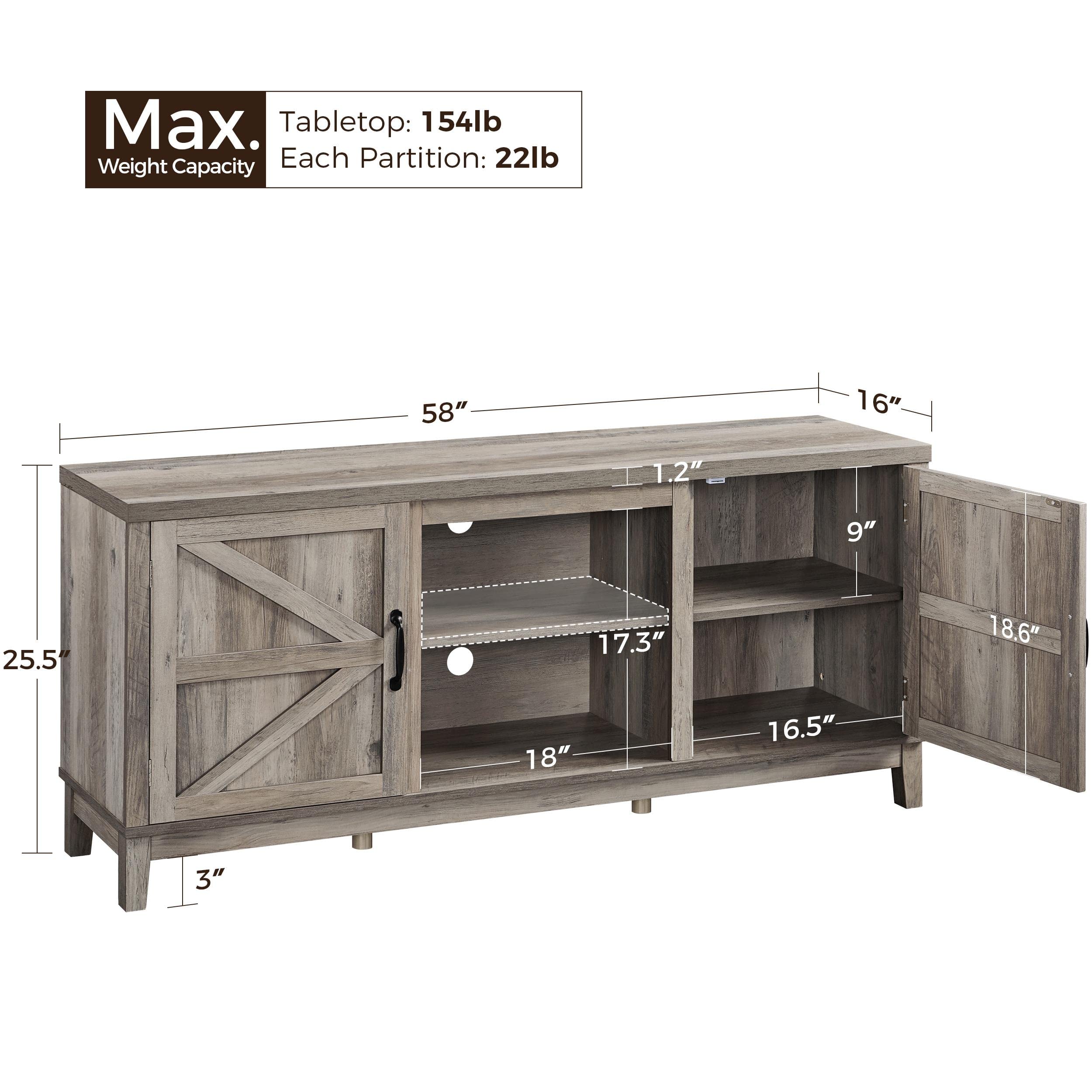 Farmhouse TV Console Table with Double Barn Doors