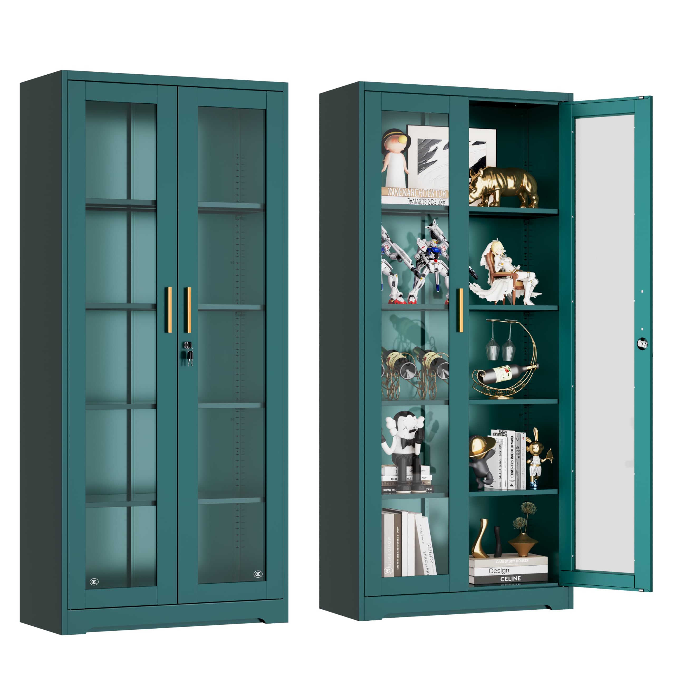 Metal Display Cabinet with Glass Doors