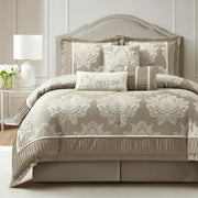 King Size Jacquard Damask Comforter Set 7 Pieces