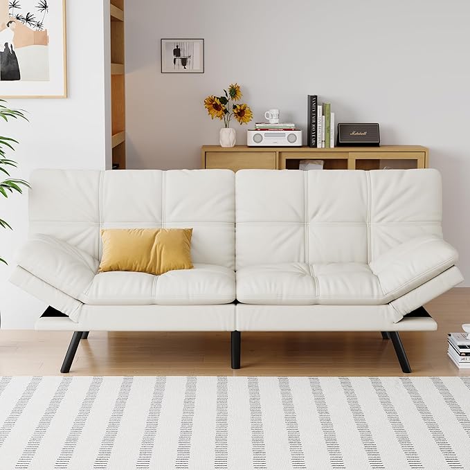 71" Futon Sofa Bed - Convertible Couch with Memory Foam